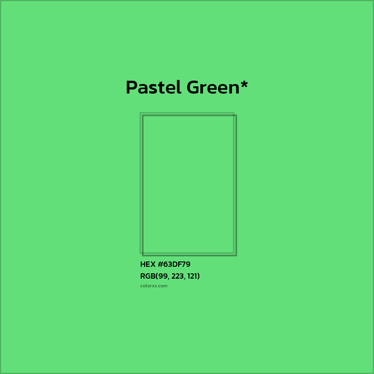#63DF79 hex color. RGB, RYB, CMYK, HSL, HSV codes and color conversions. Matching color names, palettes, paints.