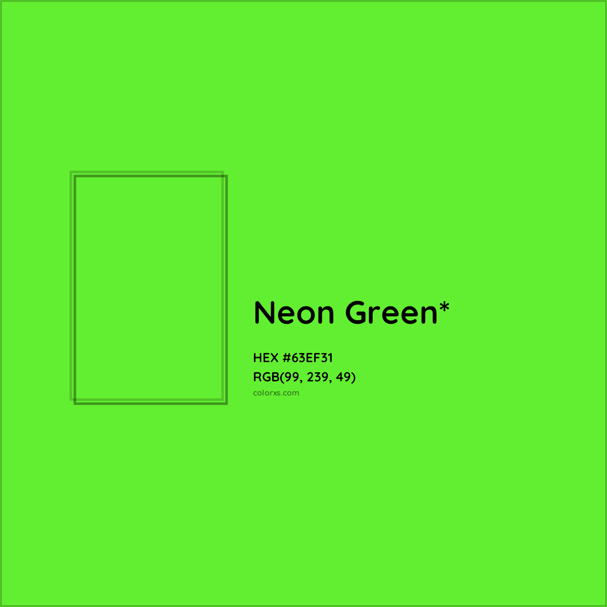 #63EF31 hex color. RGB, RYB, CMYK, HSL, HSV codes and color conversions. Matching color names, palettes, paints.