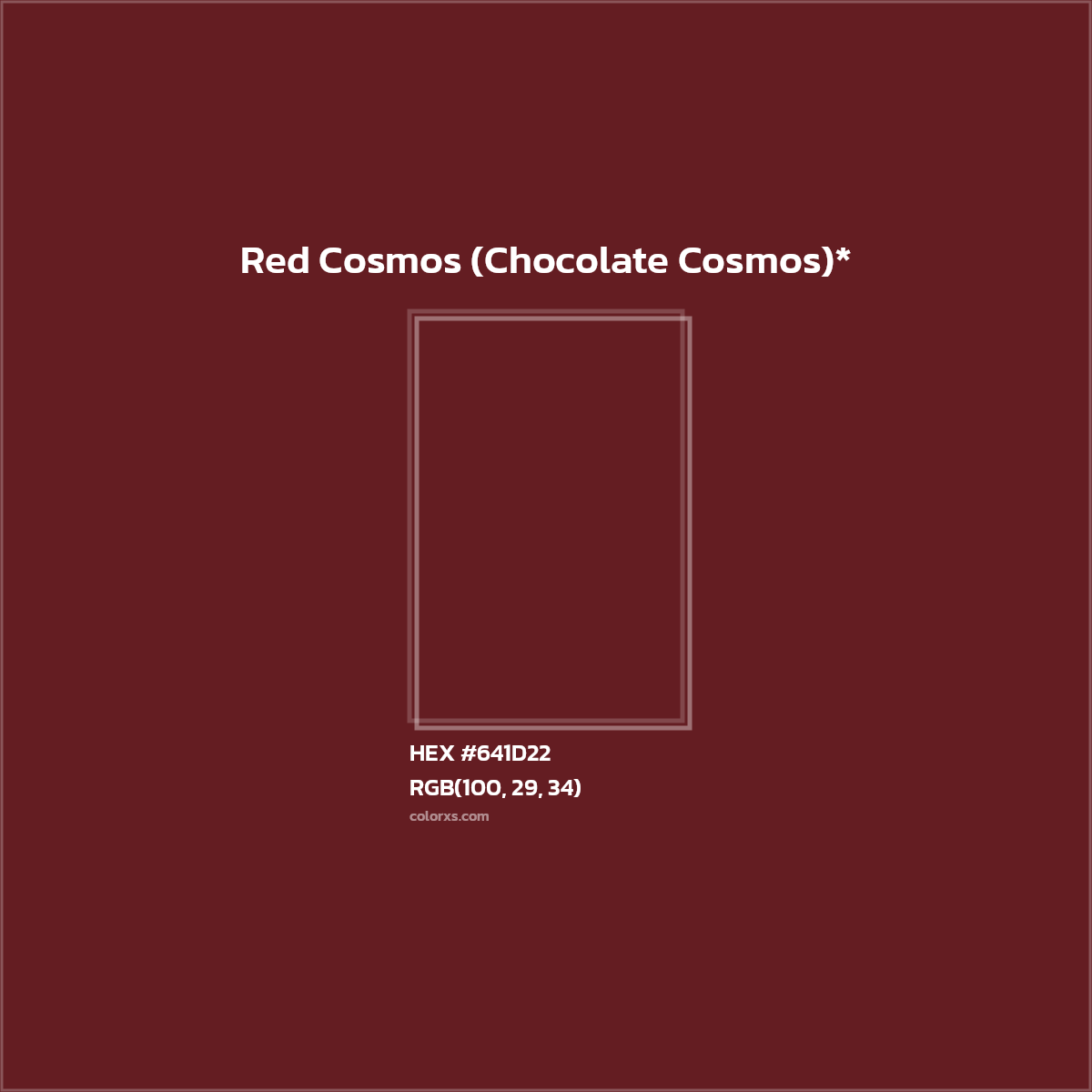 #641D22 hex color. RGB, RYB, CMYK, HSL, HSV codes and color conversions. Matching color names, palettes, paints.