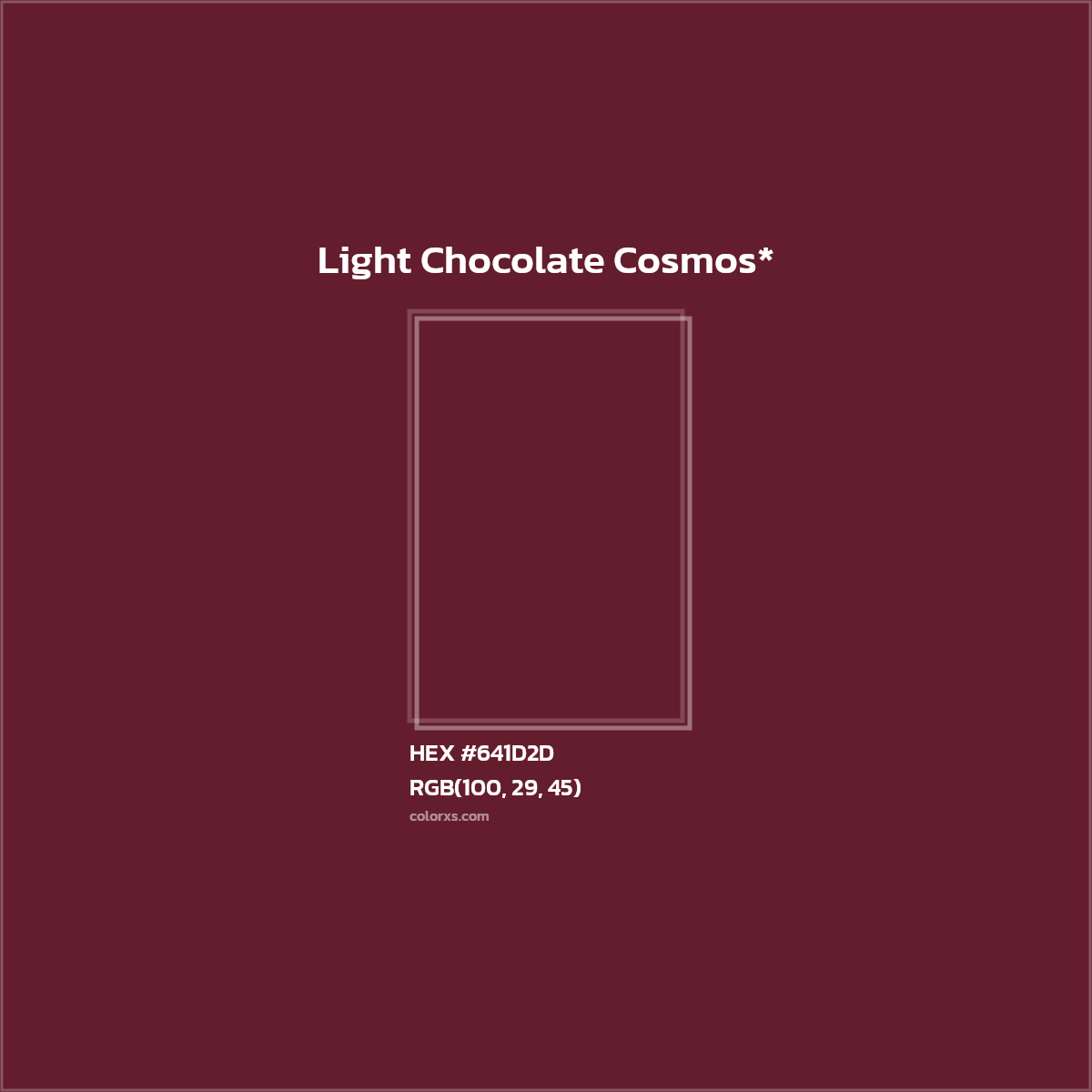 #641D2D hex color. RGB, RYB, CMYK, HSL, HSV codes and color conversions. Matching color names, palettes, paints.