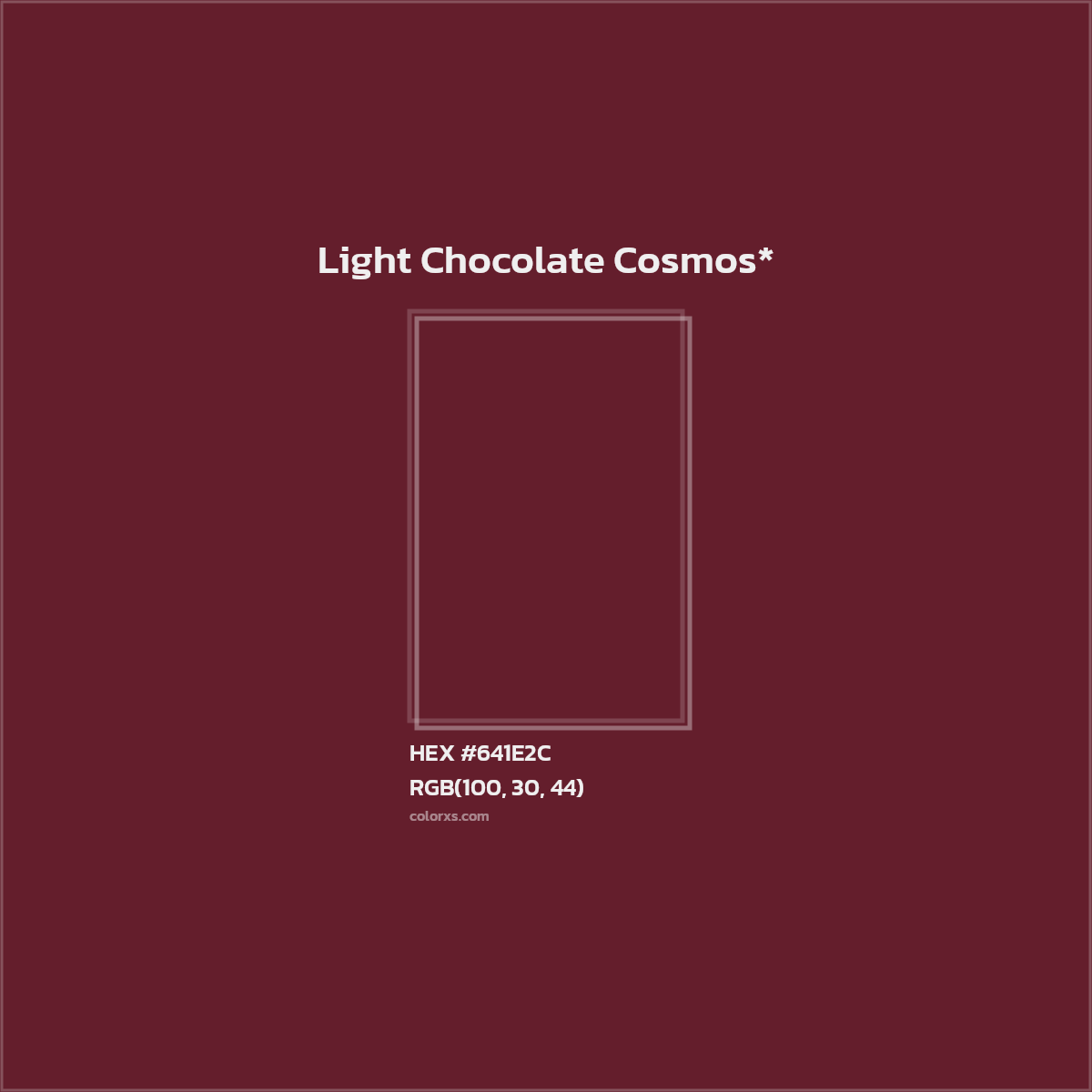 #641E2C hex color. RGB, RYB, CMYK, HSL, HSV codes and color conversions. Matching color names, palettes, paints.