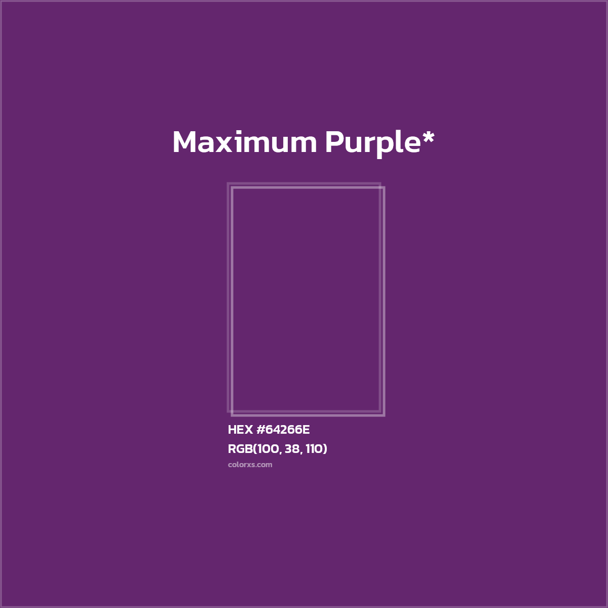 #64266E hex color. RGB, RYB, CMYK, HSL, HSV codes and color conversions. Matching color names, palettes, paints.