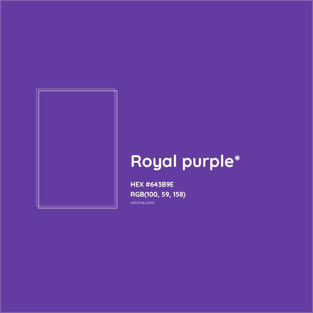 #643B9E hex color. RGB, RYB, CMYK, HSL, HSV codes and color conversions. Matching color names, palettes, paints.