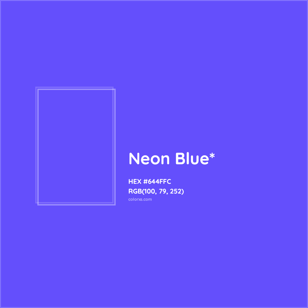 #644FFC hex color. RGB, RYB, CMYK, HSL, HSV codes and color conversions. Matching color names, palettes, paints.