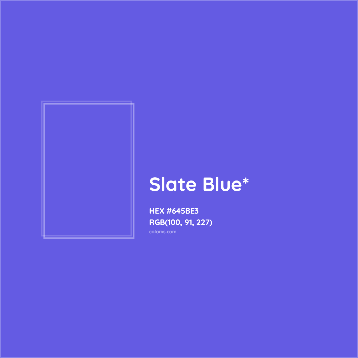 #645BE3 hex color. RGB, RYB, CMYK, HSL, HSV codes and color conversions. Matching color names, palettes, paints.