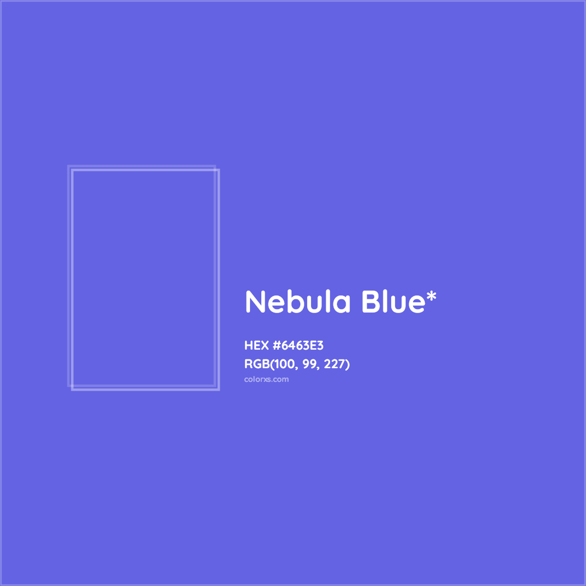 #6463E3 hex color. RGB, RYB, CMYK, HSL, HSV codes and color conversions. Matching color names, palettes, paints.