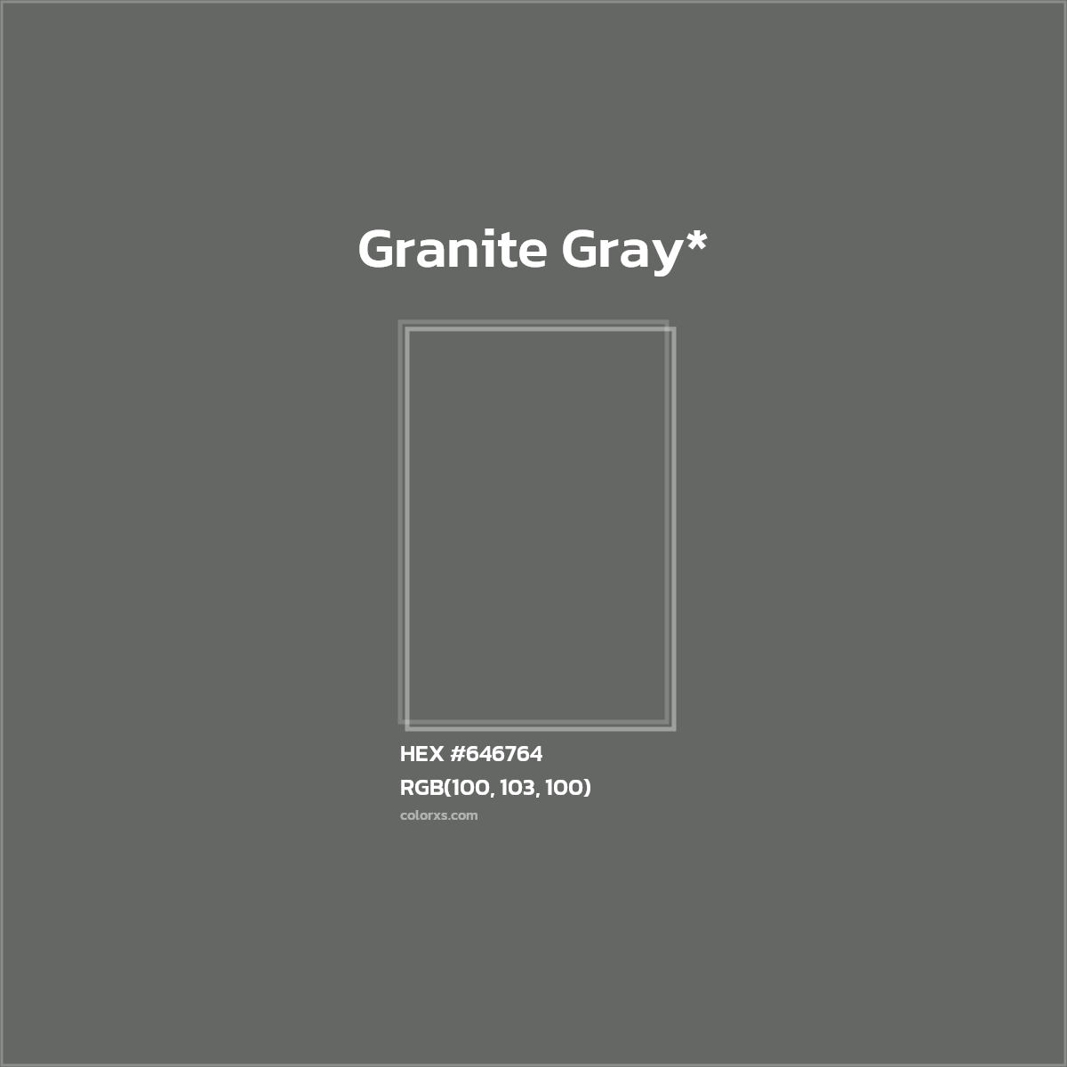 #646764 hex color. RGB, RYB, CMYK, HSL, HSV codes and color conversions. Matching color names, palettes, paints.
