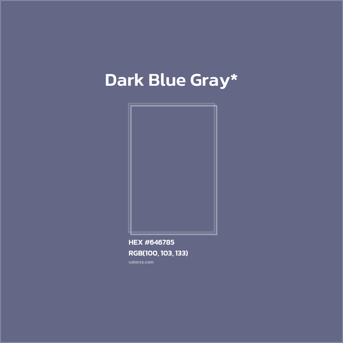 #646785 hex color. RGB, RYB, CMYK, HSL, HSV codes and color conversions. Matching color names, palettes, paints.