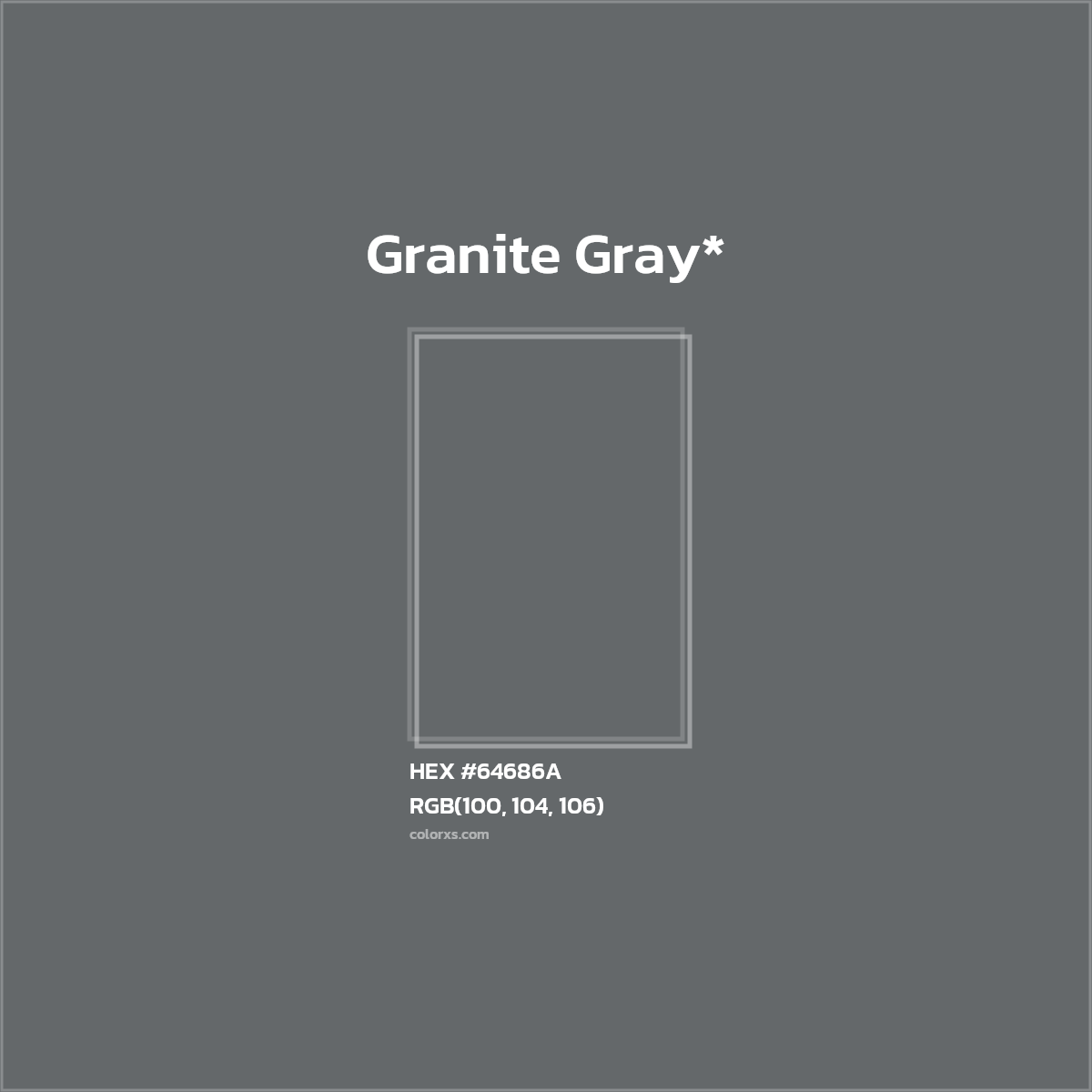 #64686A hex color. RGB, RYB, CMYK, HSL, HSV codes and color conversions. Matching color names, palettes, paints.