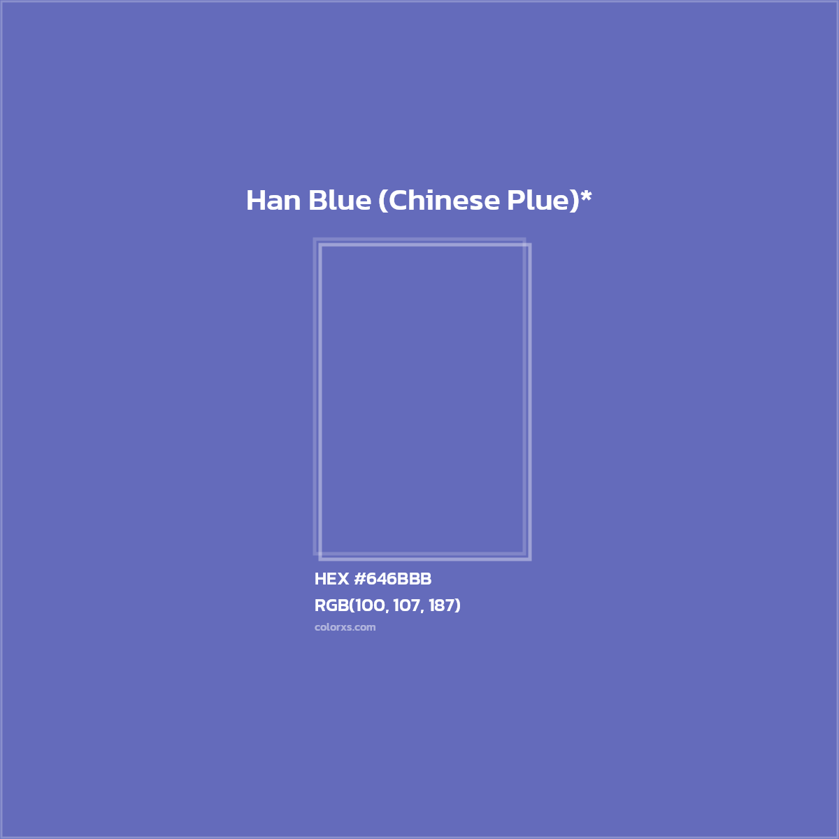 #646BBB hex color. RGB, RYB, CMYK, HSL, HSV codes and color conversions. Matching color names, palettes, paints.