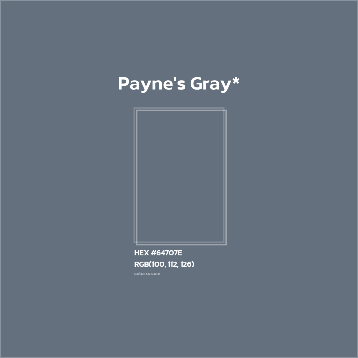 #64707E hex color. RGB, RYB, CMYK, HSL, HSV codes and color conversions. Matching color names, palettes, paints.