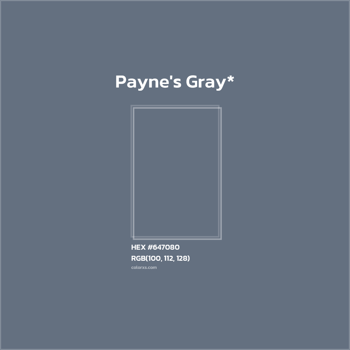 #647080 hex color. RGB, RYB, CMYK, HSL, HSV codes and color conversions. Matching color names, palettes, paints.