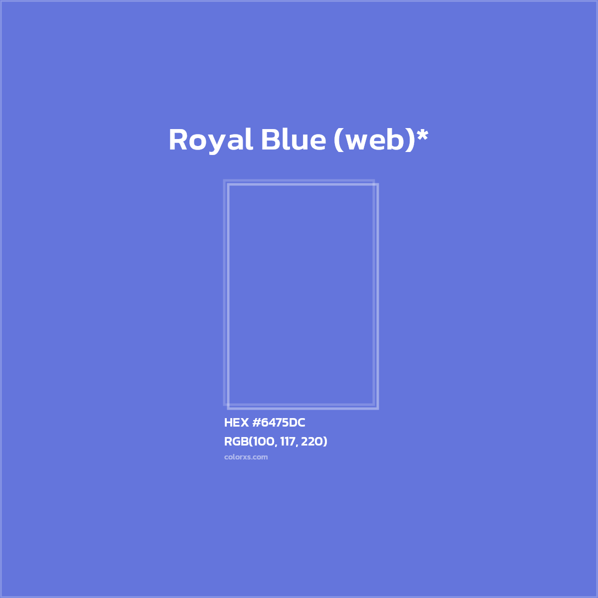 #6475DC hex color. RGB, RYB, CMYK, HSL, HSV codes and color conversions. Matching color names, palettes, paints.