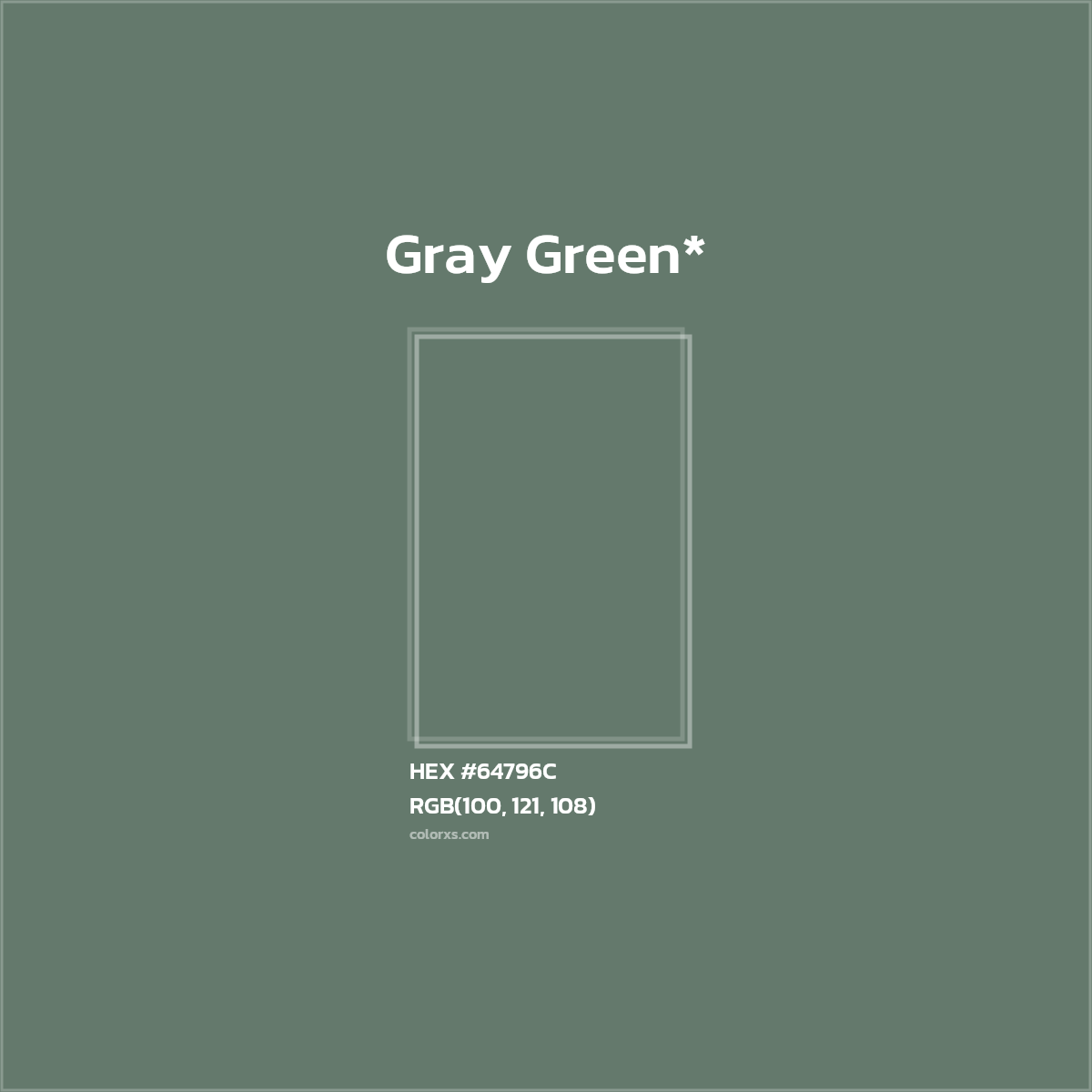#64796C hex color. RGB, RYB, CMYK, HSL, HSV codes and color conversions. Matching color names, palettes, paints.