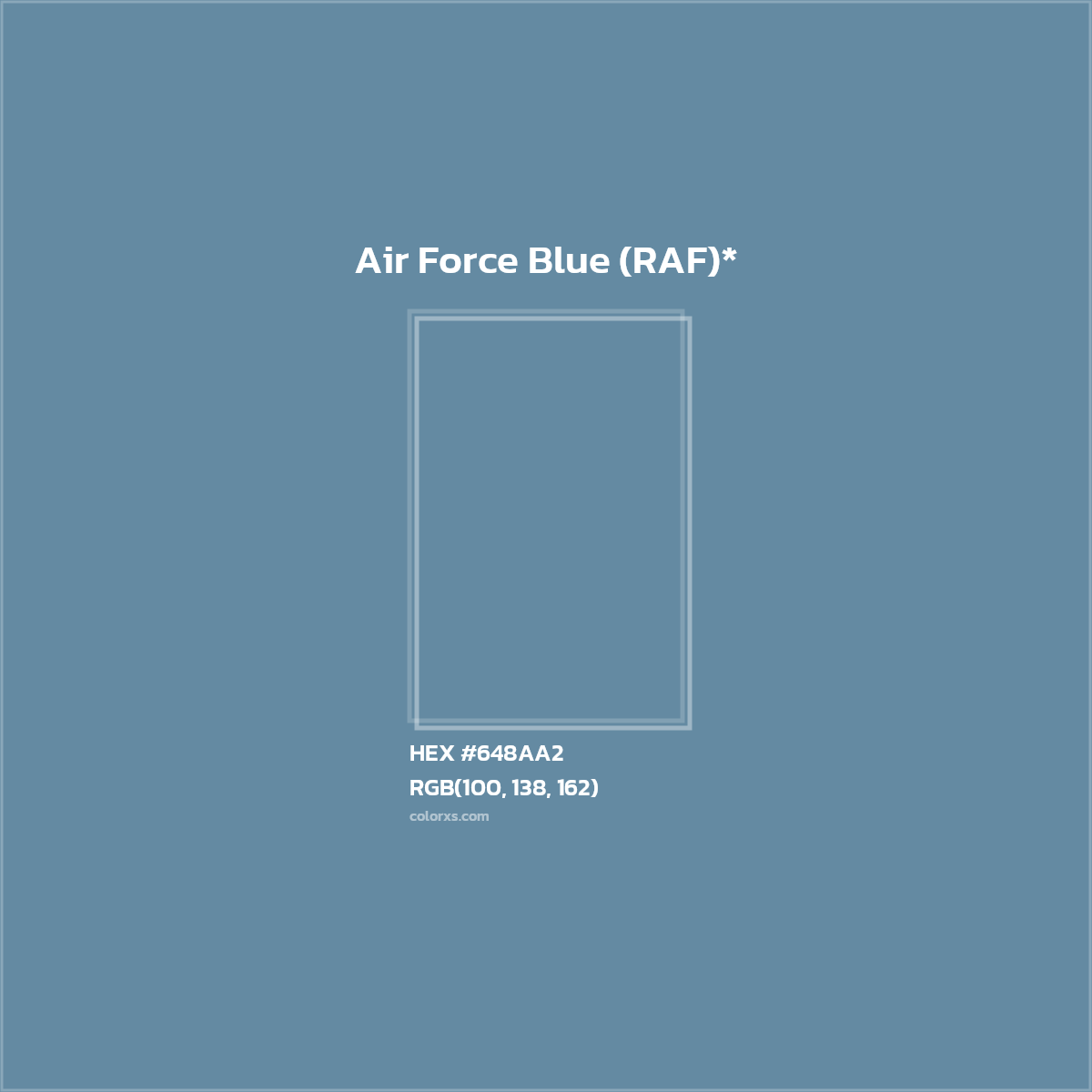 #648AA2 hex color. RGB, RYB, CMYK, HSL, HSV codes and color conversions. Matching color names, palettes, paints.