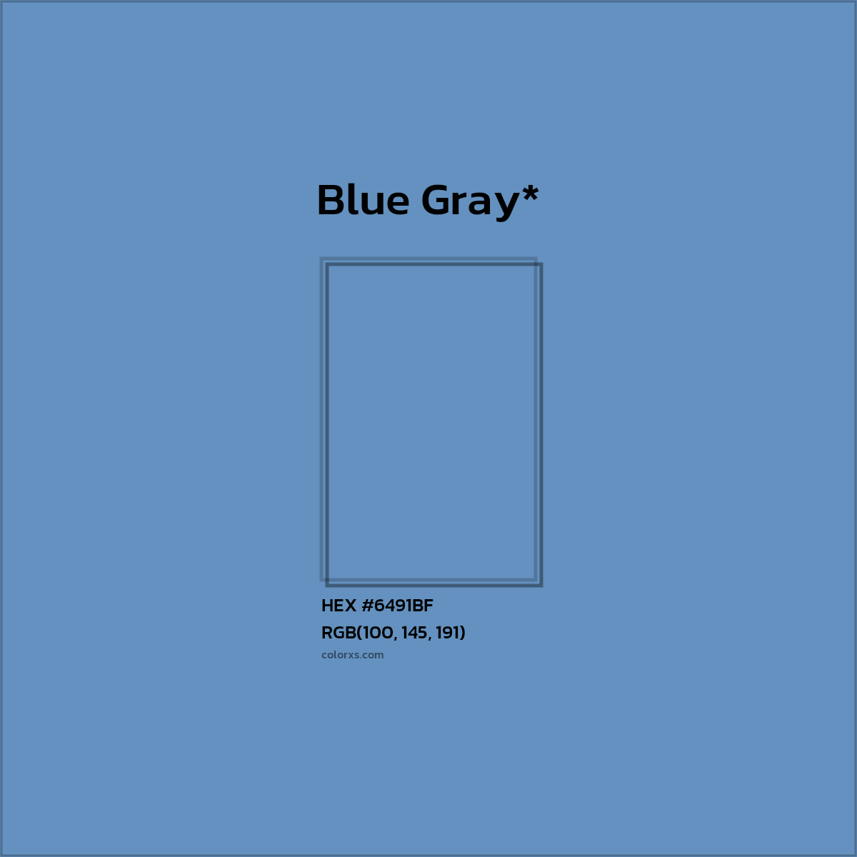 #6491BF hex color. RGB, RYB, CMYK, HSL, HSV codes and color conversions. Matching color names, palettes, paints.