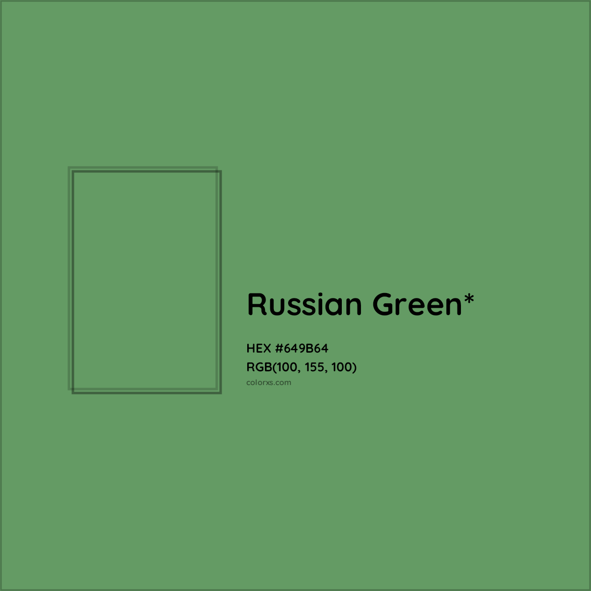 #649B64 hex color. RGB, RYB, CMYK, HSL, HSV codes and color conversions. Matching color names, palettes, paints.
