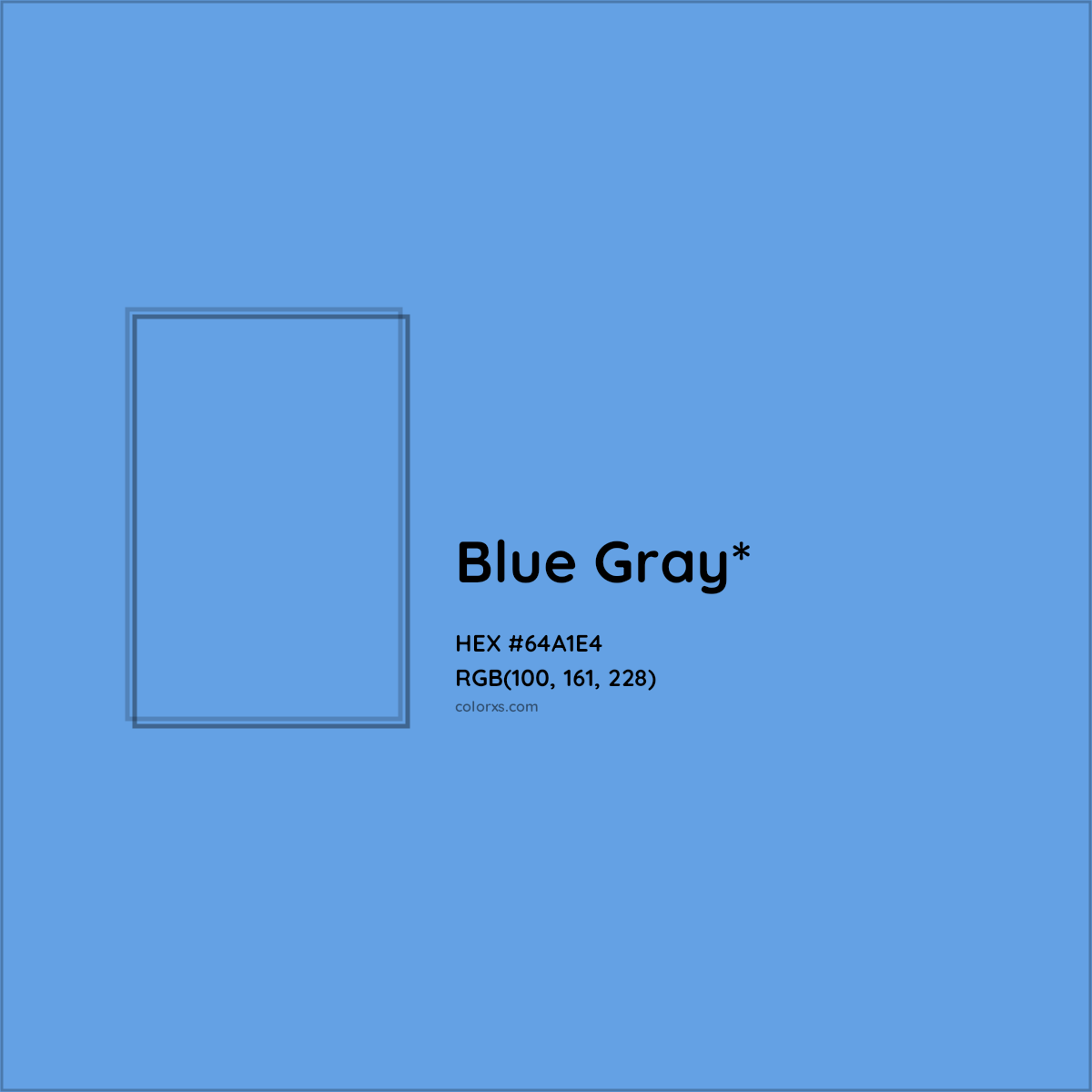 #64A1E4 hex color. RGB, RYB, CMYK, HSL, HSV codes and color conversions. Matching color names, palettes, paints.