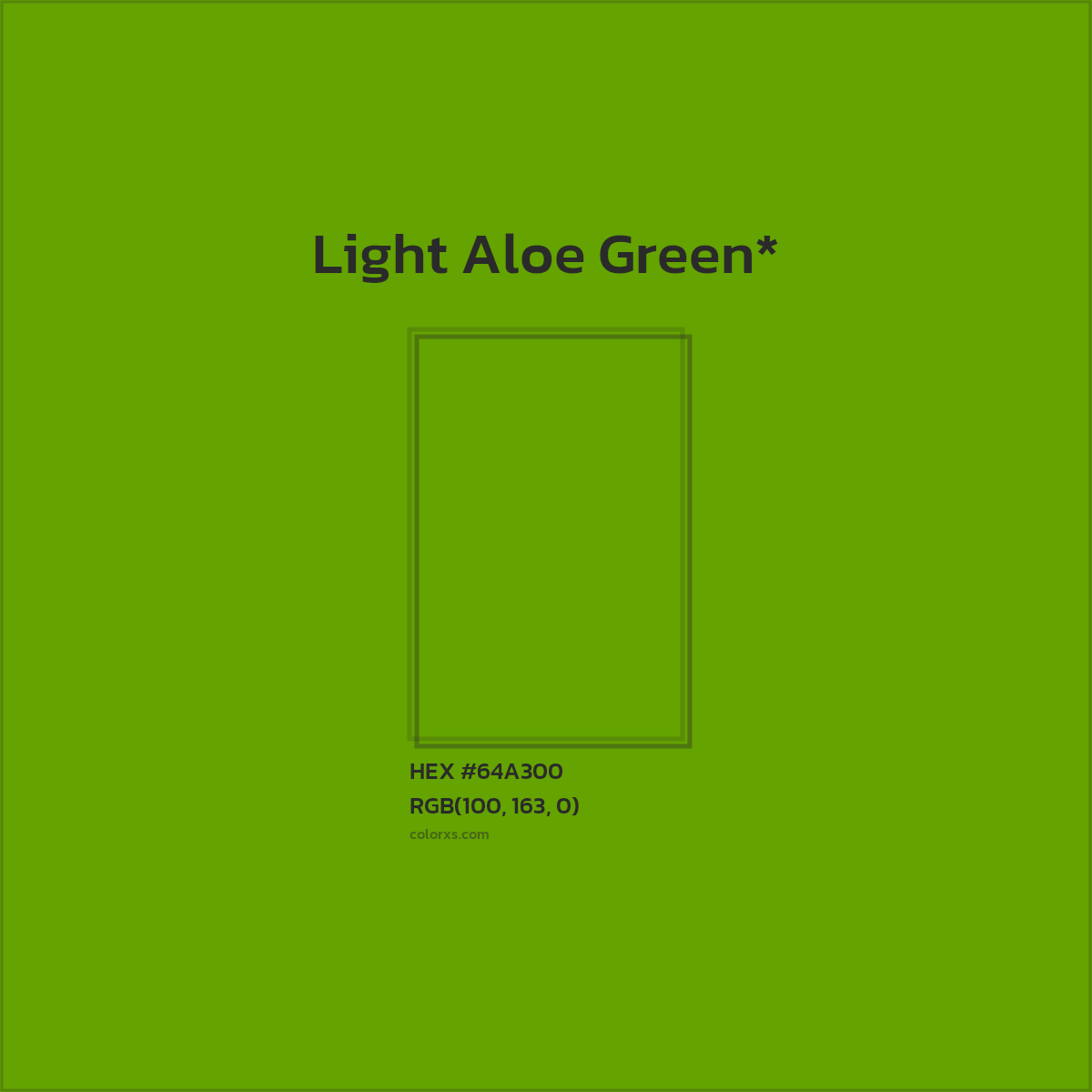 #64A300 hex color. RGB, RYB, CMYK, HSL, HSV codes and color conversions. Matching color names, palettes, paints.
