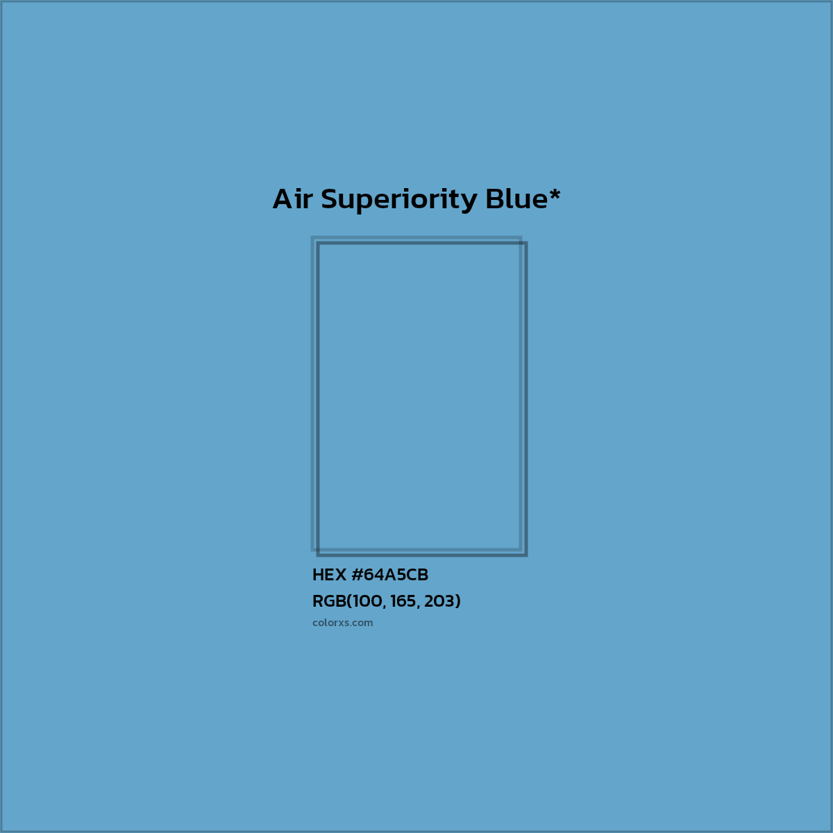 #64A5CB hex color. RGB, RYB, CMYK, HSL, HSV codes and color conversions. Matching color names, palettes, paints.
