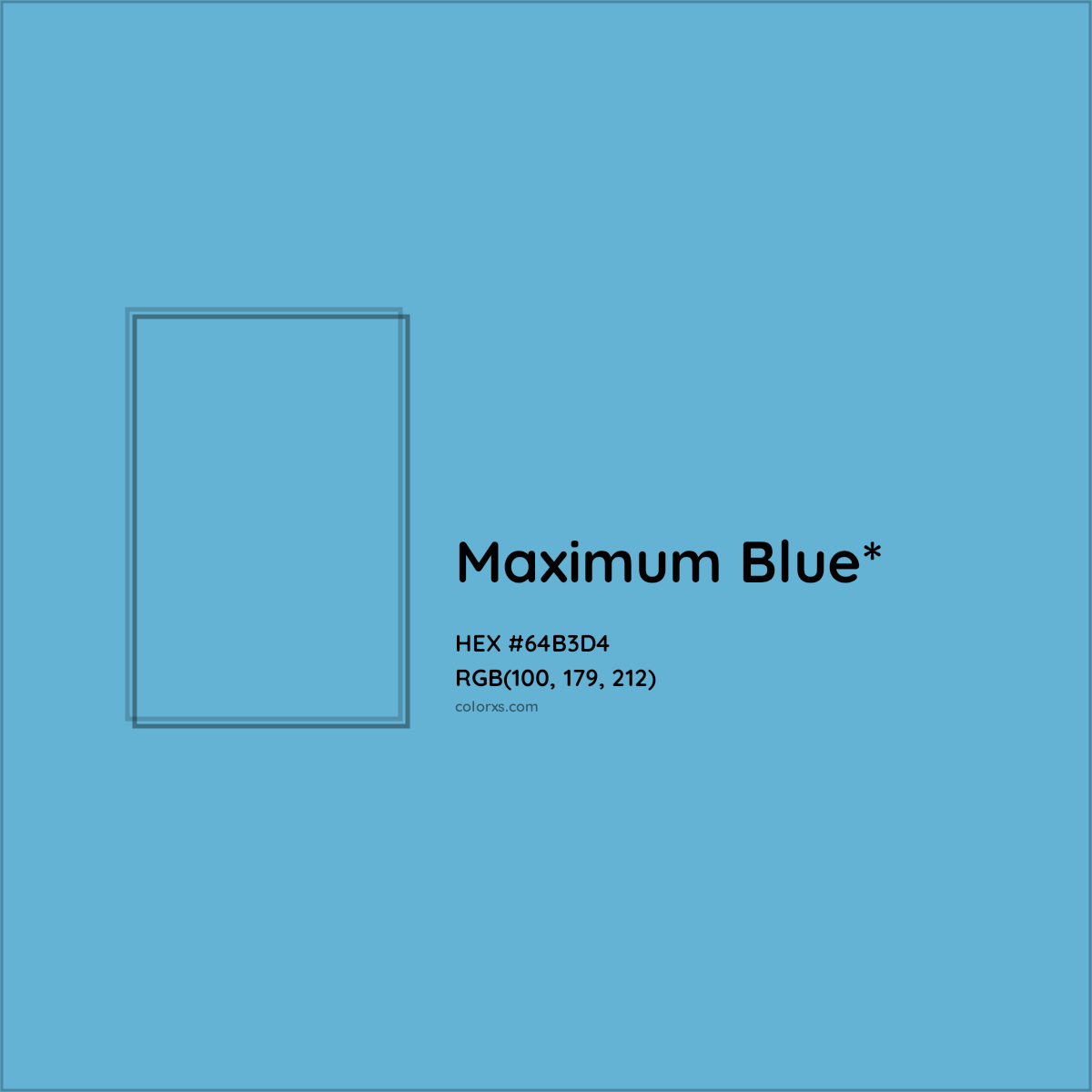#64B3D4 hex color. RGB, RYB, CMYK, HSL, HSV codes and color conversions. Matching color names, palettes, paints.