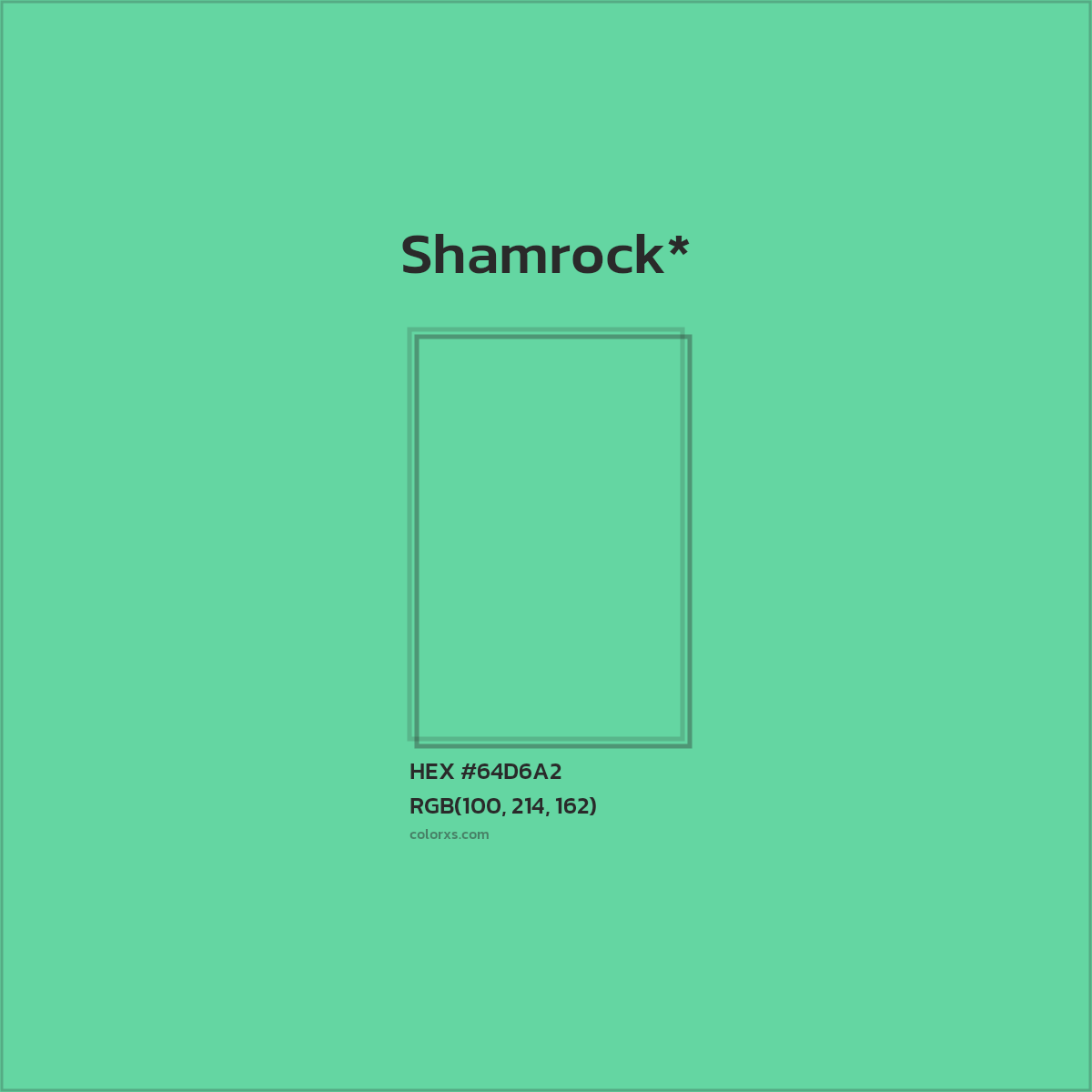#64D6A2 hex color. RGB, RYB, CMYK, HSL, HSV codes and color conversions. Matching color names, palettes, paints.