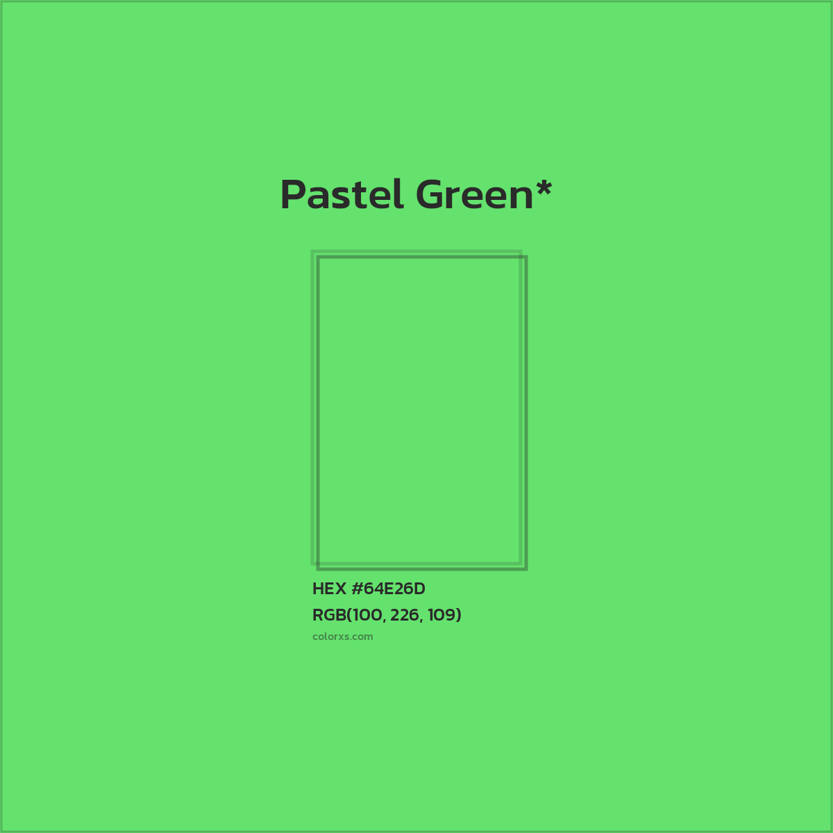 #64E26D hex color. RGB, RYB, CMYK, HSL, HSV codes and color conversions. Matching color names, palettes, paints.