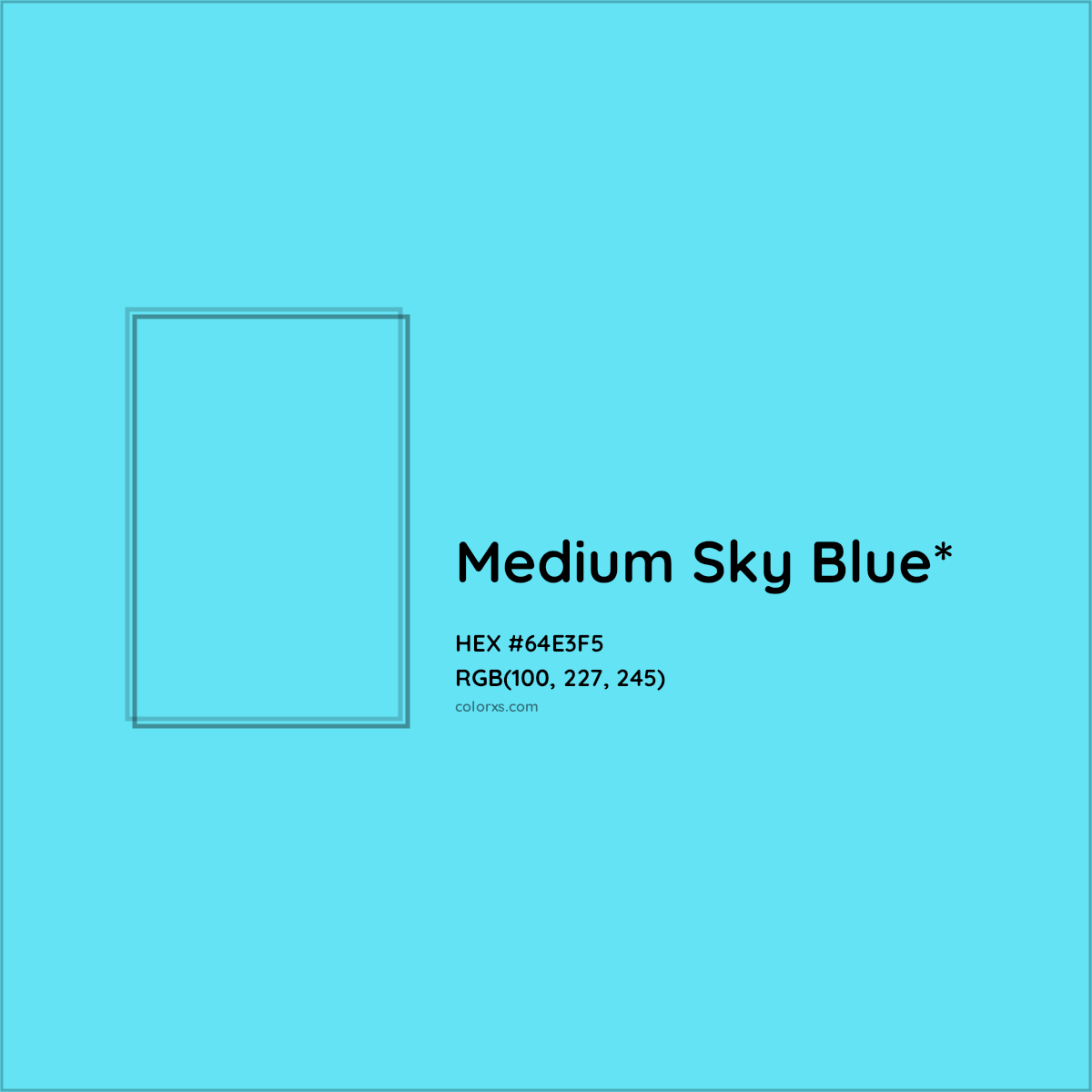 #64E3F5 hex color. RGB, RYB, CMYK, HSL, HSV codes and color conversions. Matching color names, palettes, paints.