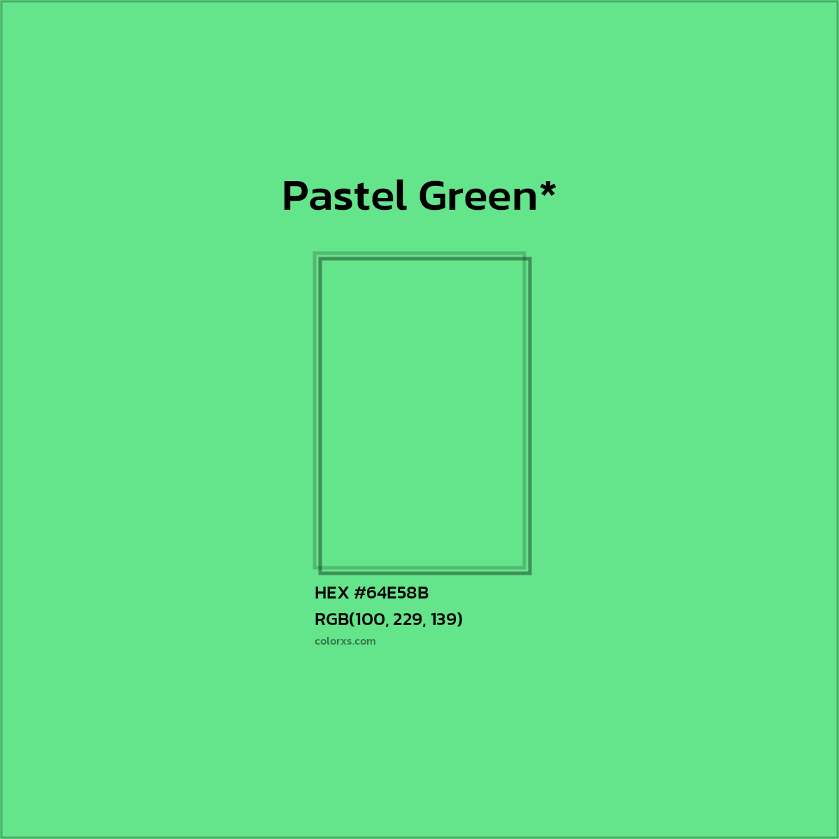 #64E58B hex color. RGB, RYB, CMYK, HSL, HSV codes and color conversions. Matching color names, palettes, paints.
