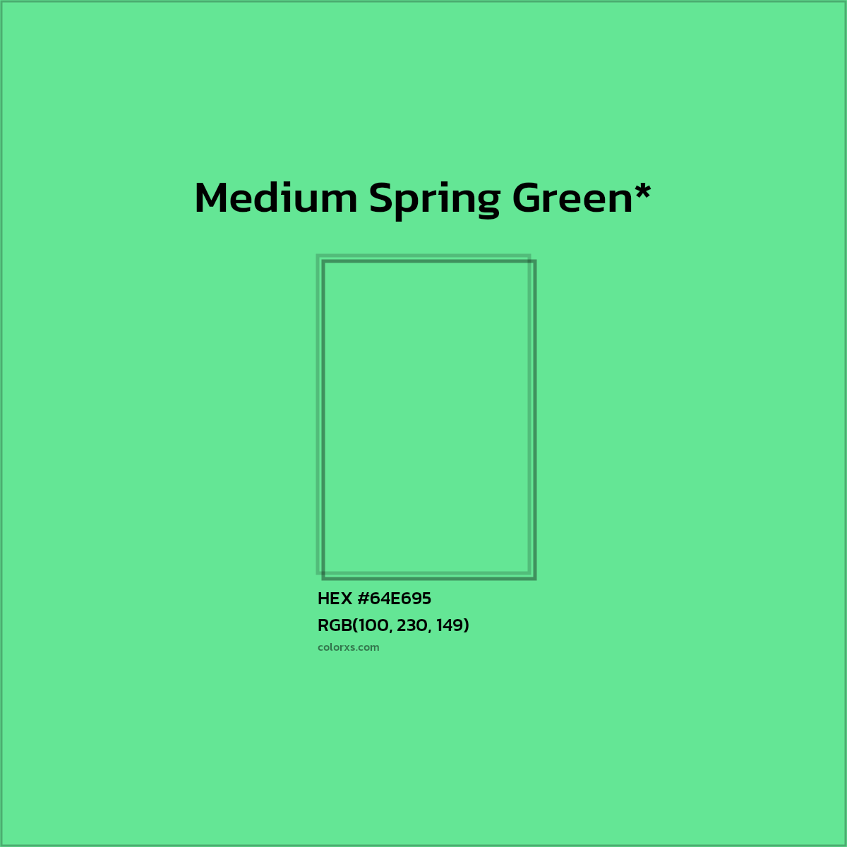 #64E695 hex color. RGB, RYB, CMYK, HSL, HSV codes and color conversions. Matching color names, palettes, paints.