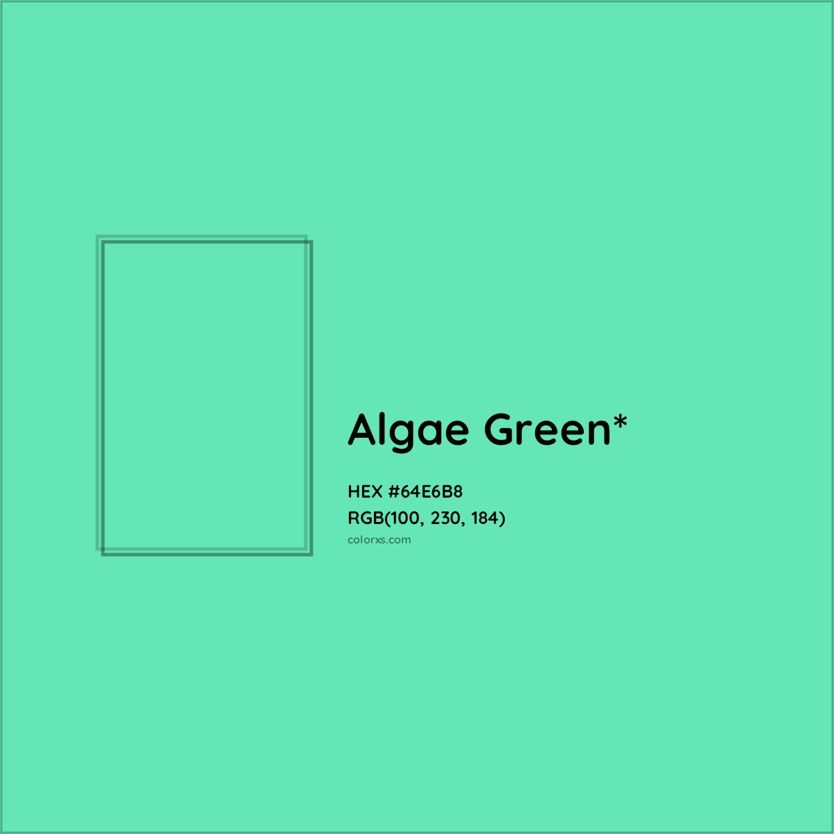 #64E6B8 hex color. RGB, RYB, CMYK, HSL, HSV codes and color conversions. Matching color names, palettes, paints.