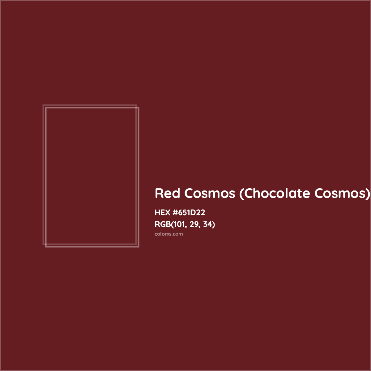 #651D22 hex color. RGB, RYB, CMYK, HSL, HSV codes and color conversions. Matching color names, palettes, paints.
