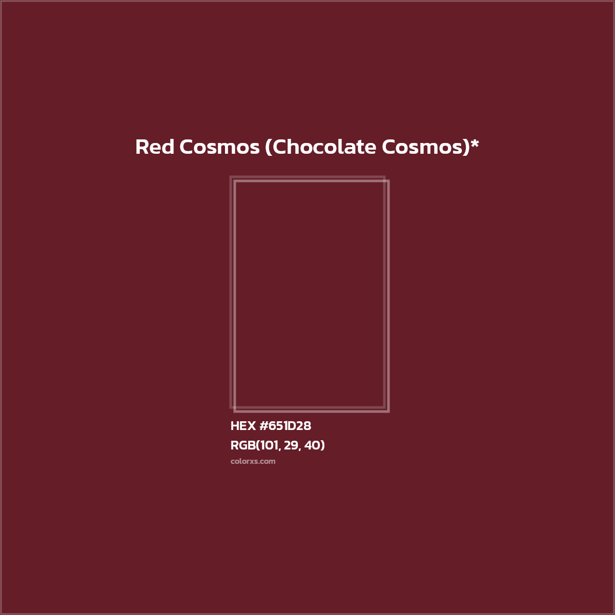 #651D28 hex color. RGB, RYB, CMYK, HSL, HSV codes and color conversions. Matching color names, palettes, paints.