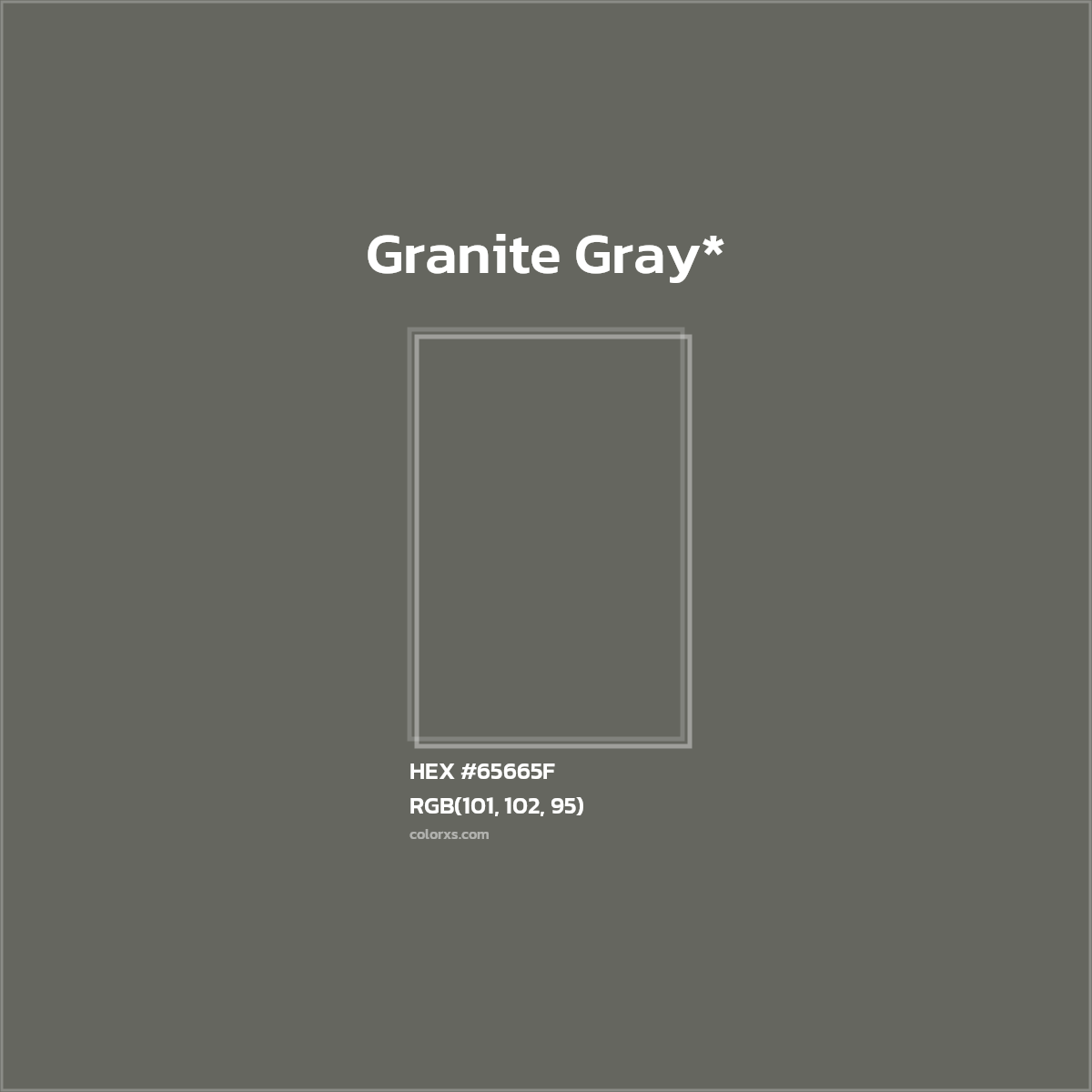 #65665F hex color. RGB, RYB, CMYK, HSL, HSV codes and color conversions. Matching color names, palettes, paints.