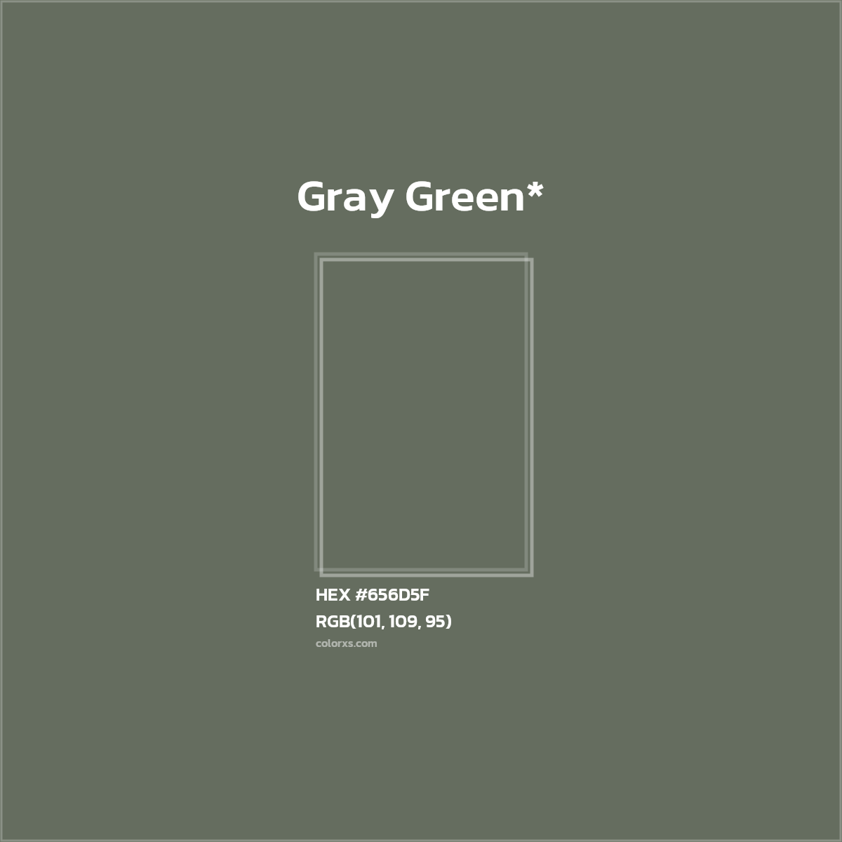 #656D5F hex color. RGB, RYB, CMYK, HSL, HSV codes and color conversions. Matching color names, palettes, paints.