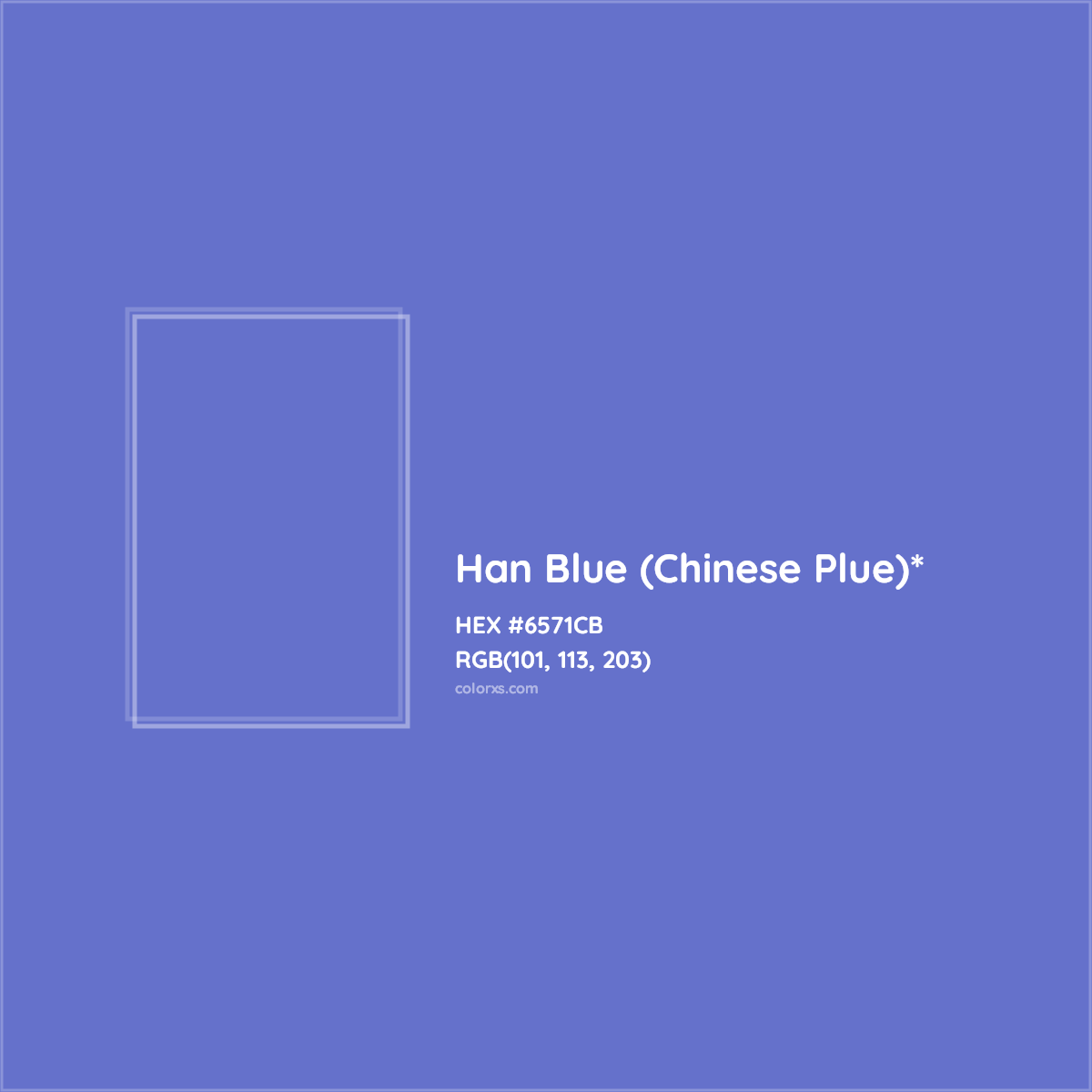 #6571CB hex color. RGB, RYB, CMYK, HSL, HSV codes and color conversions. Matching color names, palettes, paints.