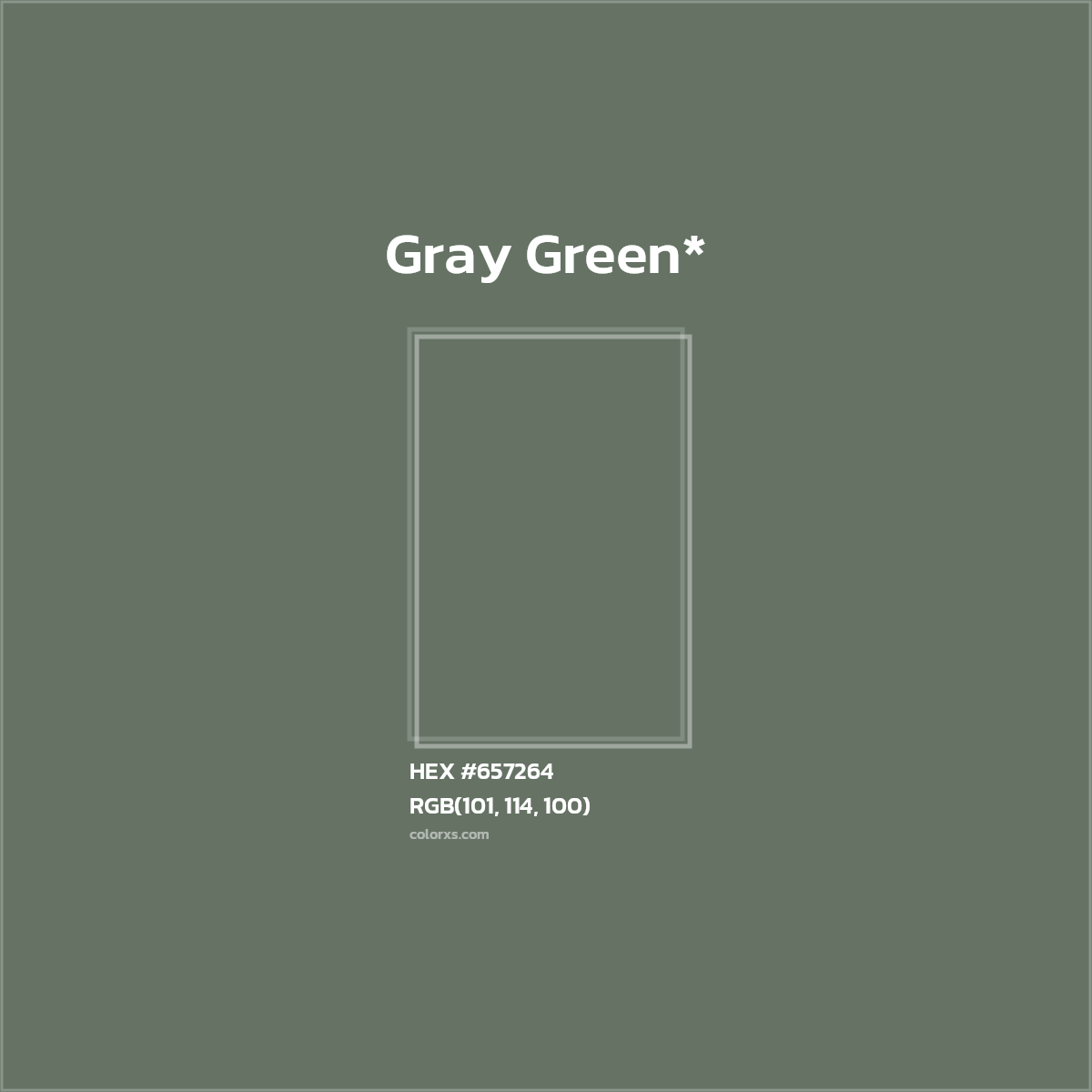 #657264 hex color. RGB, RYB, CMYK, HSL, HSV codes and color conversions. Matching color names, palettes, paints.