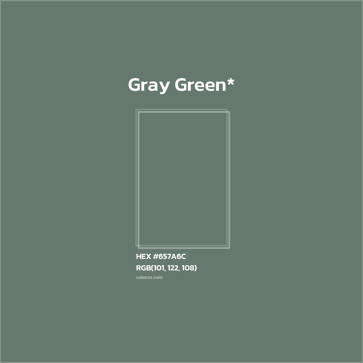 #657A6C hex color. RGB, RYB, CMYK, HSL, HSV codes and color conversions. Matching color names, palettes, paints.