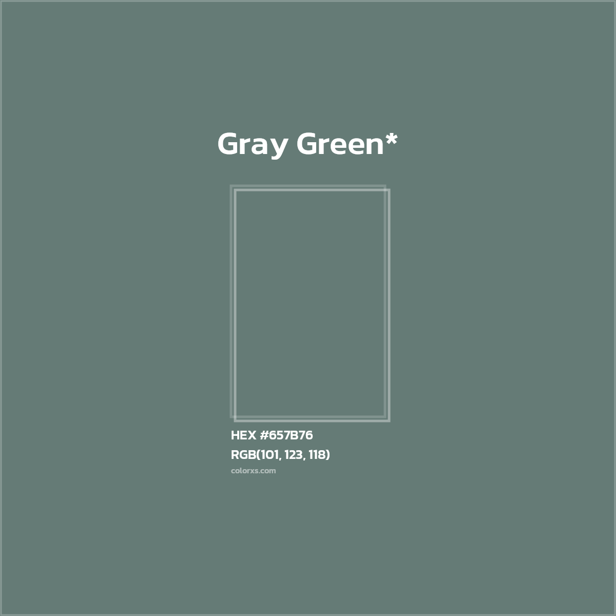 #657B76 hex color. RGB, RYB, CMYK, HSL, HSV codes and color conversions. Matching color names, palettes, paints.