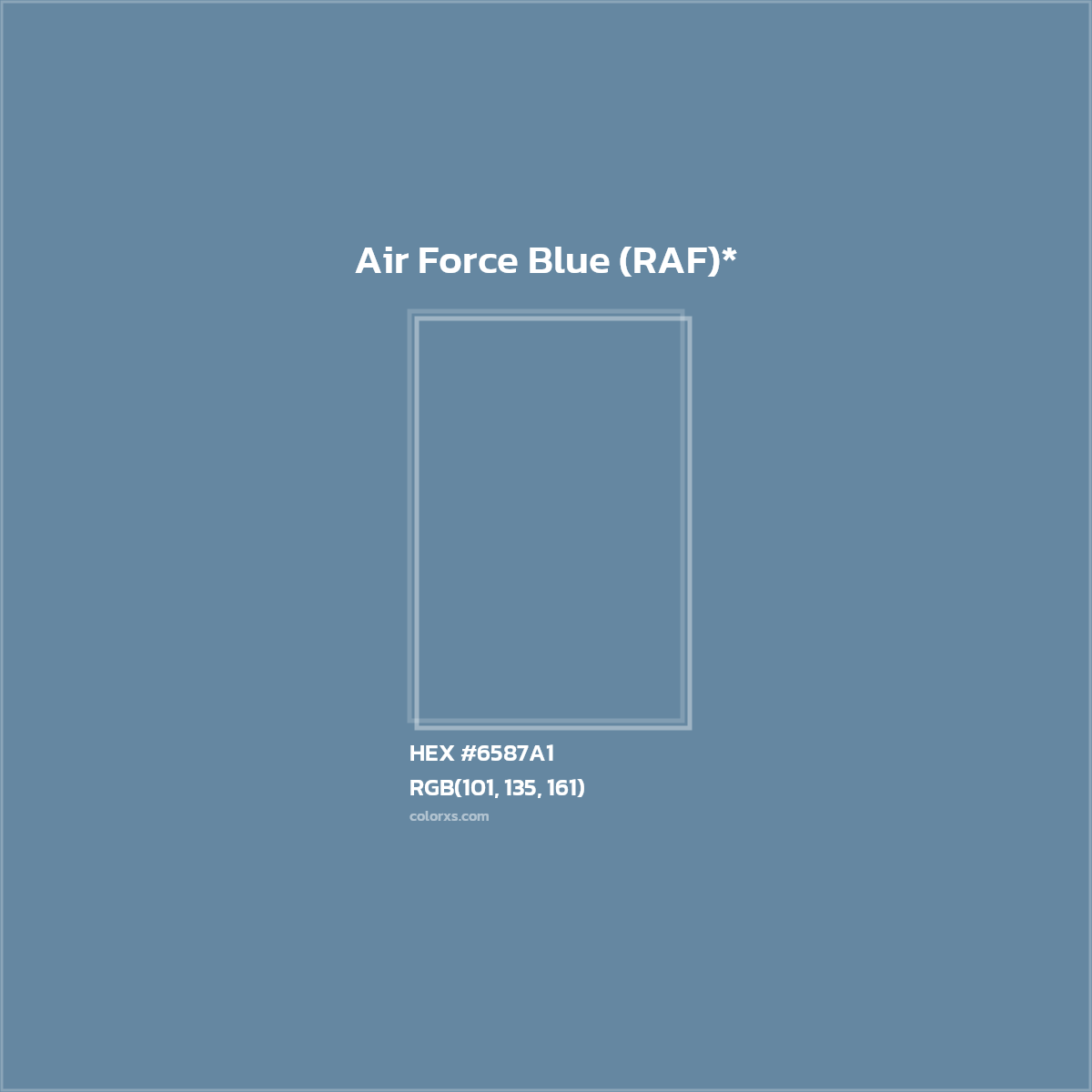 #6587A1 hex color. RGB, RYB, CMYK, HSL, HSV codes and color conversions. Matching color names, palettes, paints.