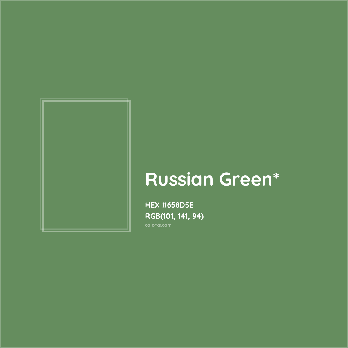 #658D5E hex color. RGB, RYB, CMYK, HSL, HSV codes and color conversions. Matching color names, palettes, paints.