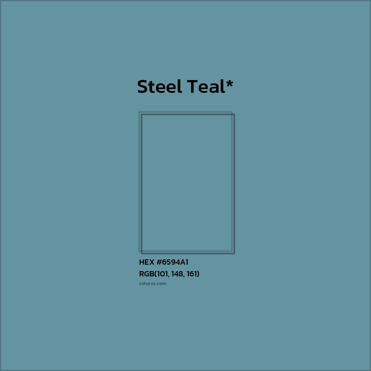 #6594A1 hex color. RGB, RYB, CMYK, HSL, HSV codes and color conversions. Matching color names, palettes, paints.