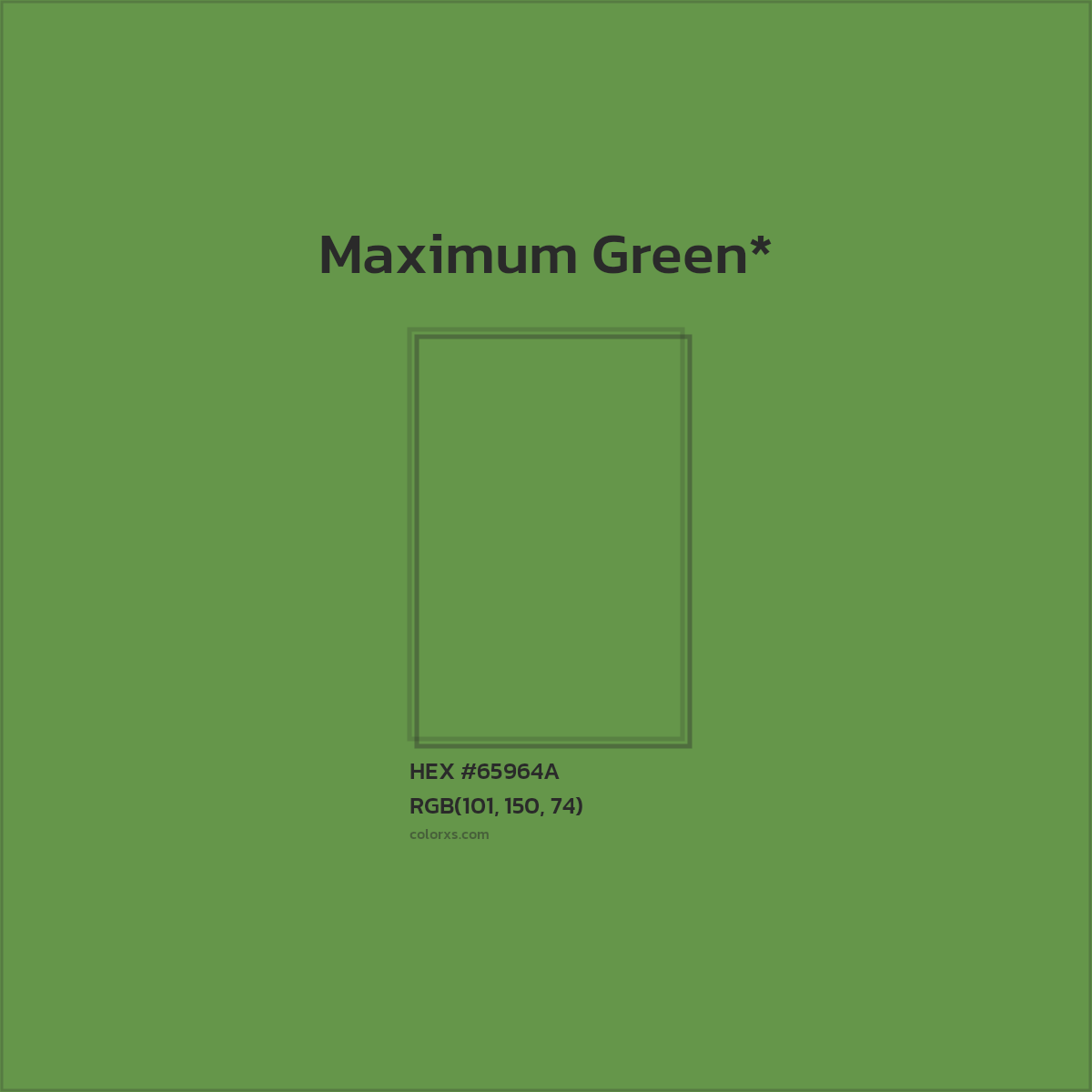 #65964A hex color. RGB, RYB, CMYK, HSL, HSV codes and color conversions. Matching color names, palettes, paints.