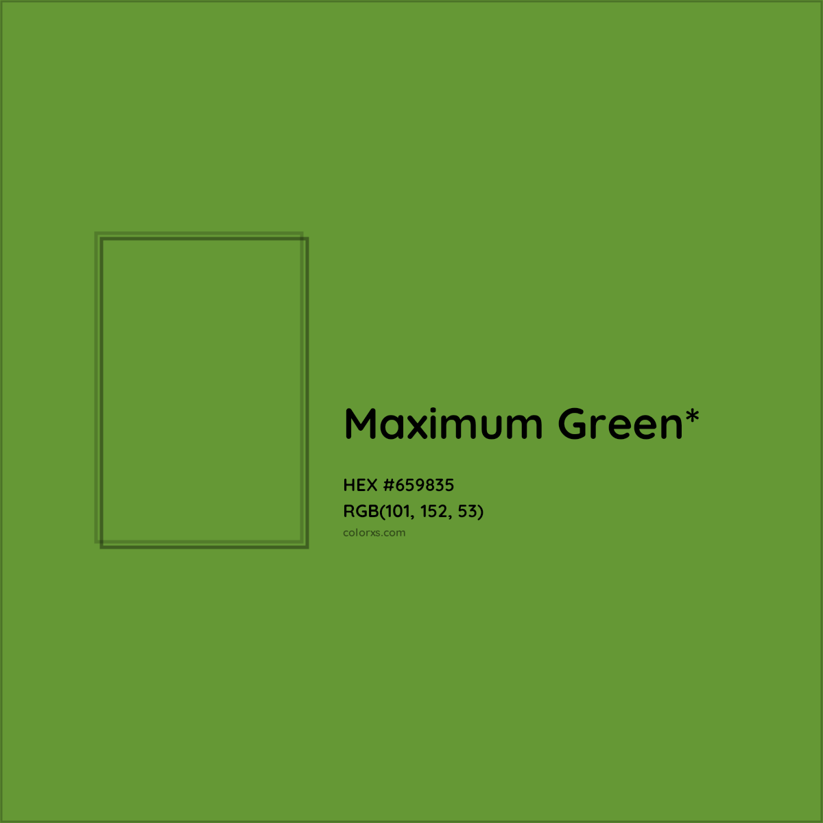 #659835 hex color. RGB, RYB, CMYK, HSL, HSV codes and color conversions. Matching color names, palettes, paints.