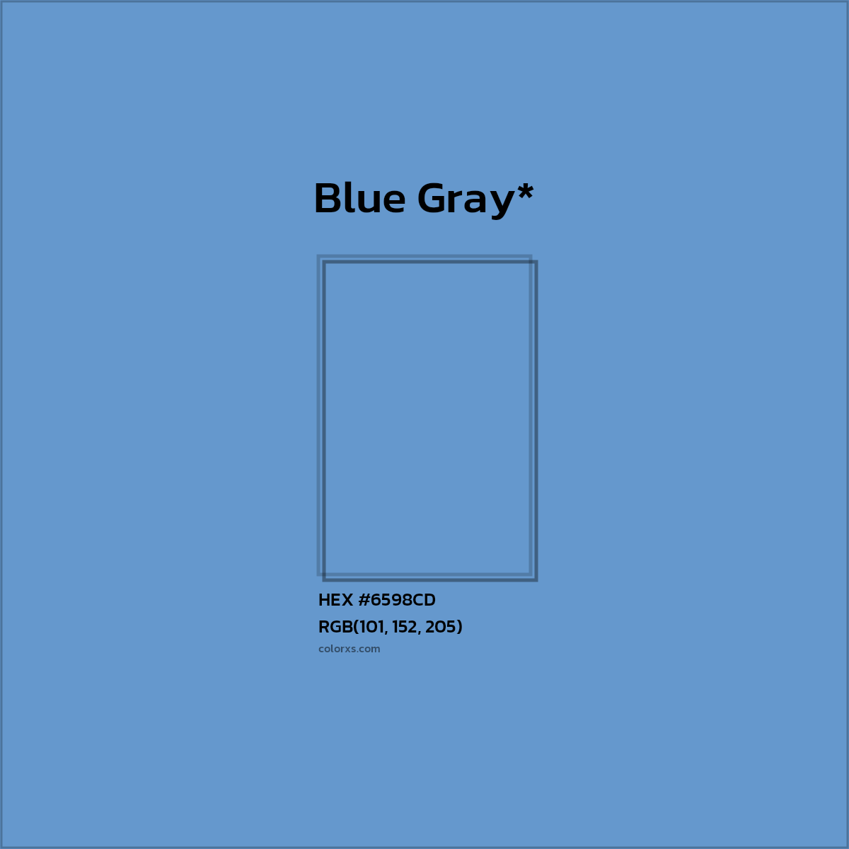 #6598CD hex color. RGB, RYB, CMYK, HSL, HSV codes and color conversions. Matching color names, palettes, paints.