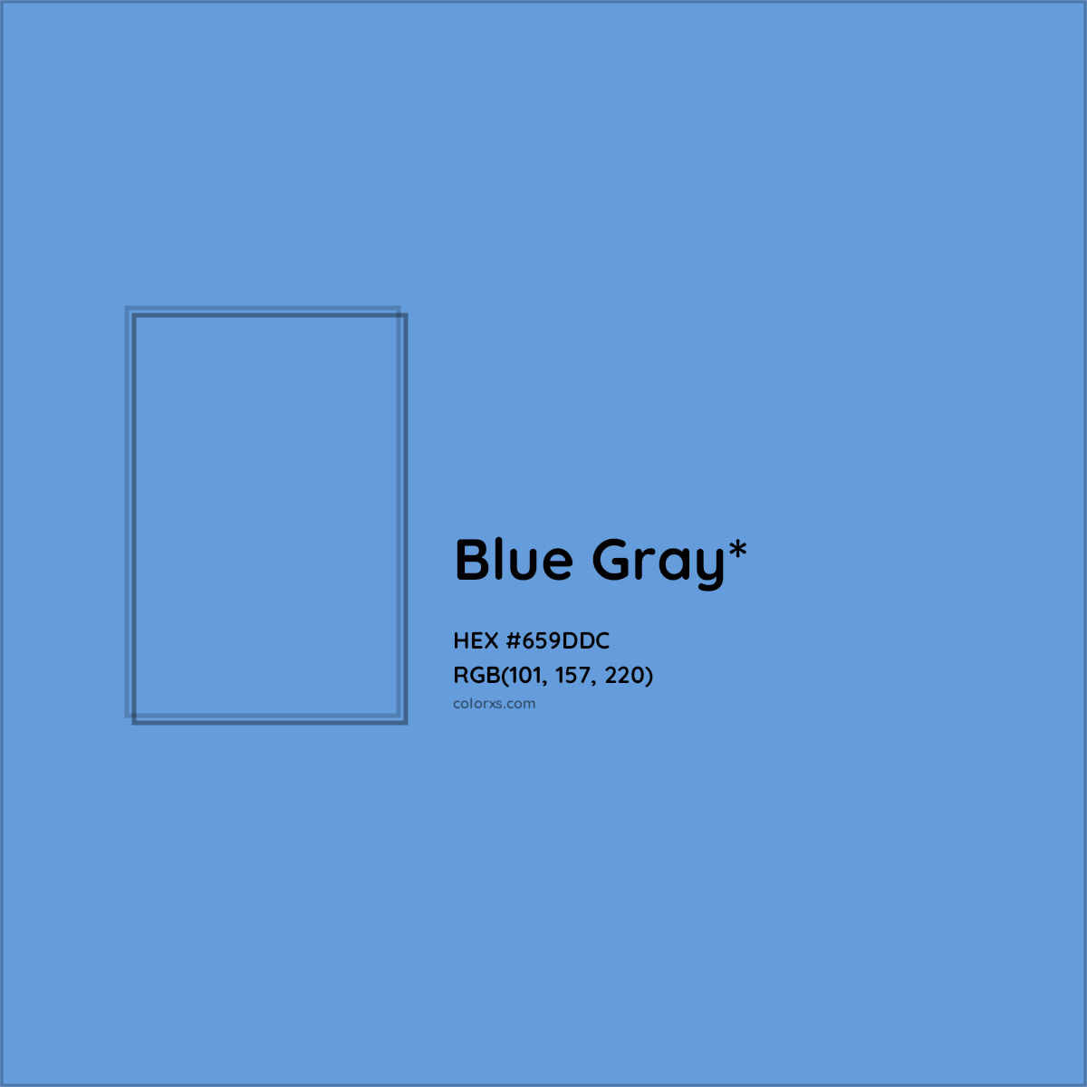 #659DDC hex color. RGB, RYB, CMYK, HSL, HSV codes and color conversions. Matching color names, palettes, paints.
