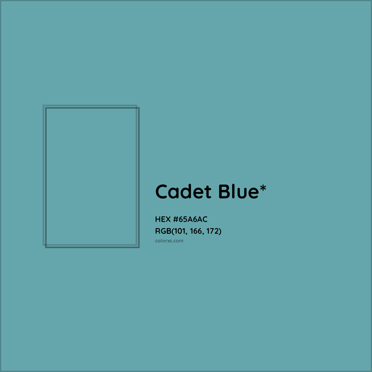 #65A6AC hex color. RGB, RYB, CMYK, HSL, HSV codes and color conversions. Matching color names, palettes, paints.