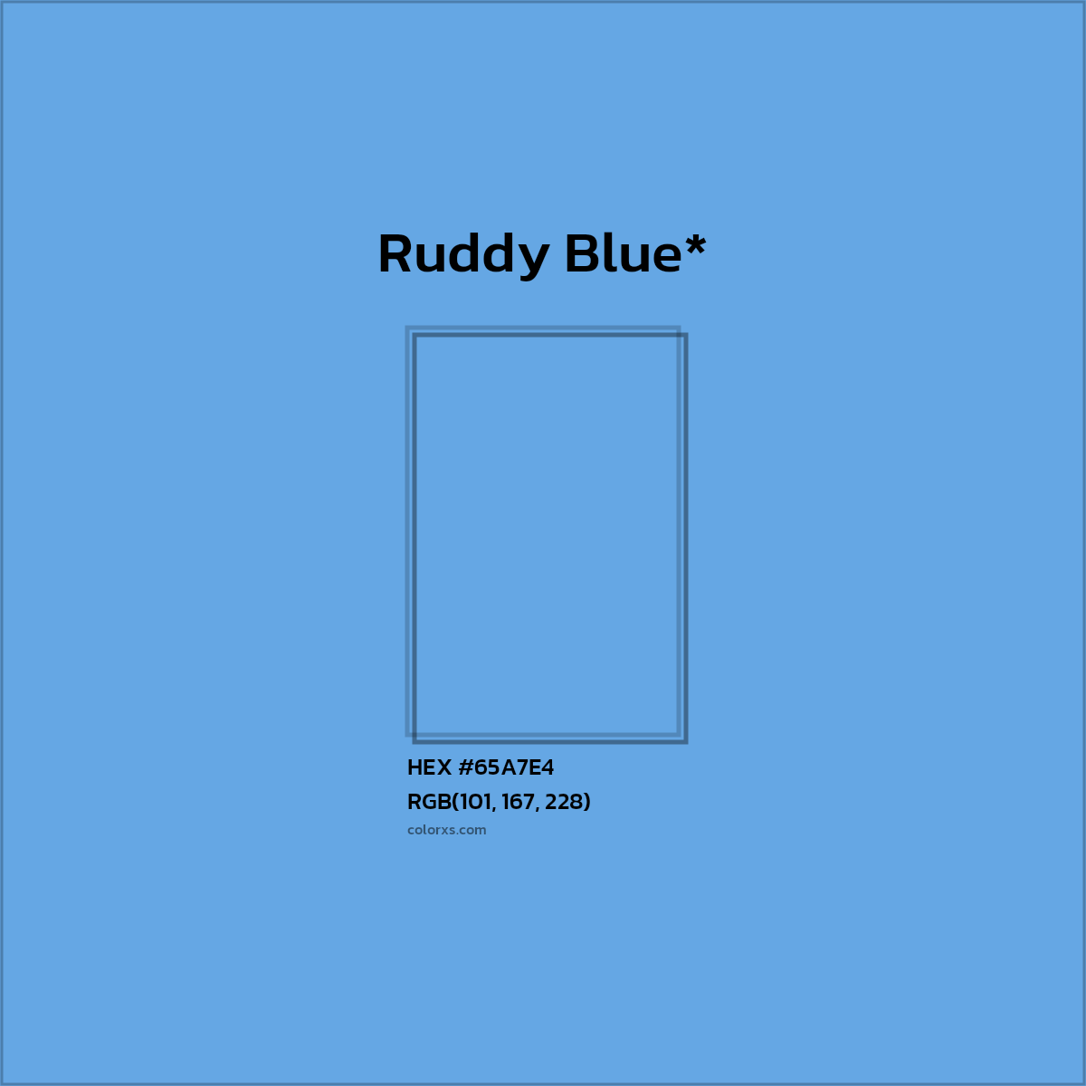 #65A7E4 hex color. RGB, RYB, CMYK, HSL, HSV codes and color conversions. Matching color names, palettes, paints.