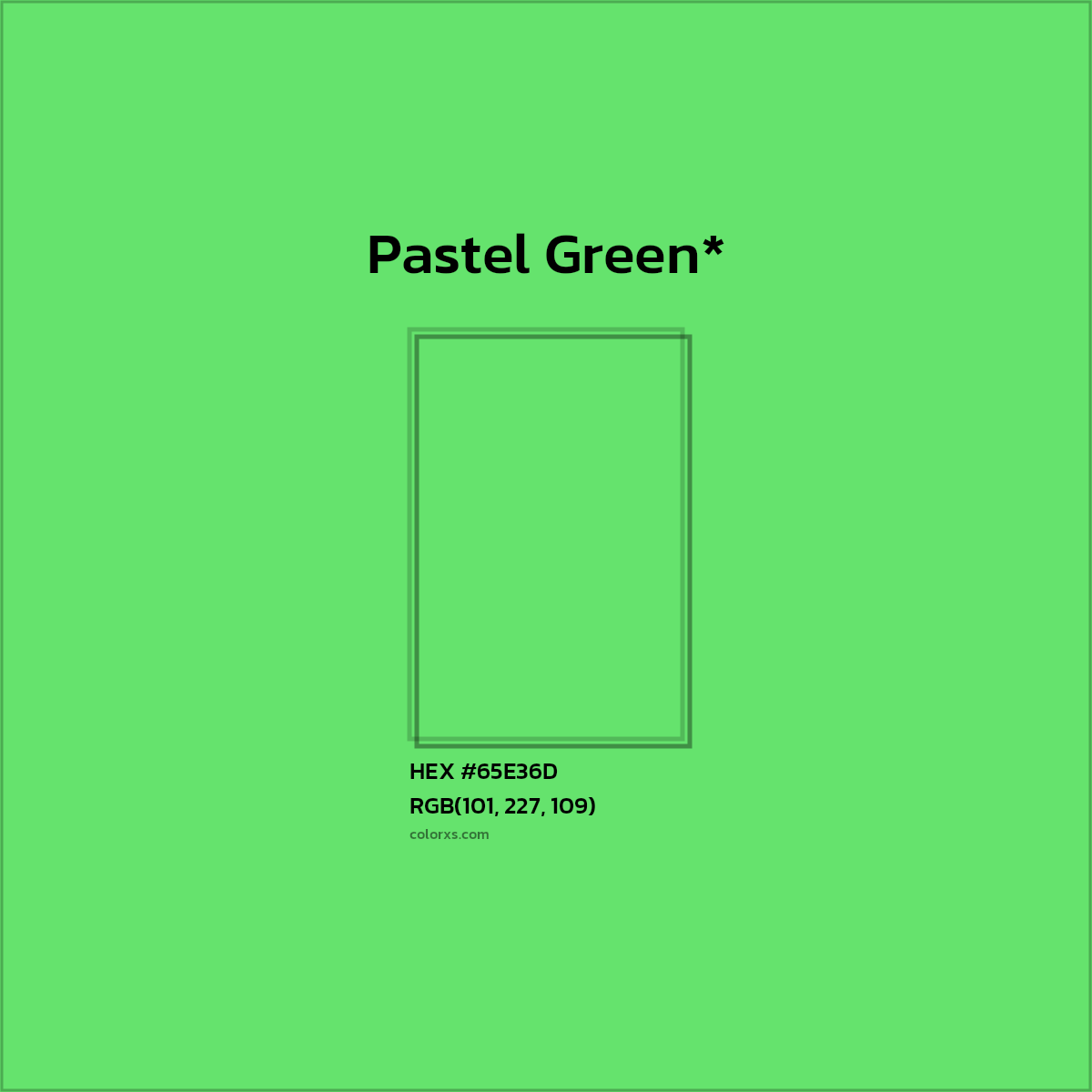 #65E36D hex color. RGB, RYB, CMYK, HSL, HSV codes and color conversions. Matching color names, palettes, paints.