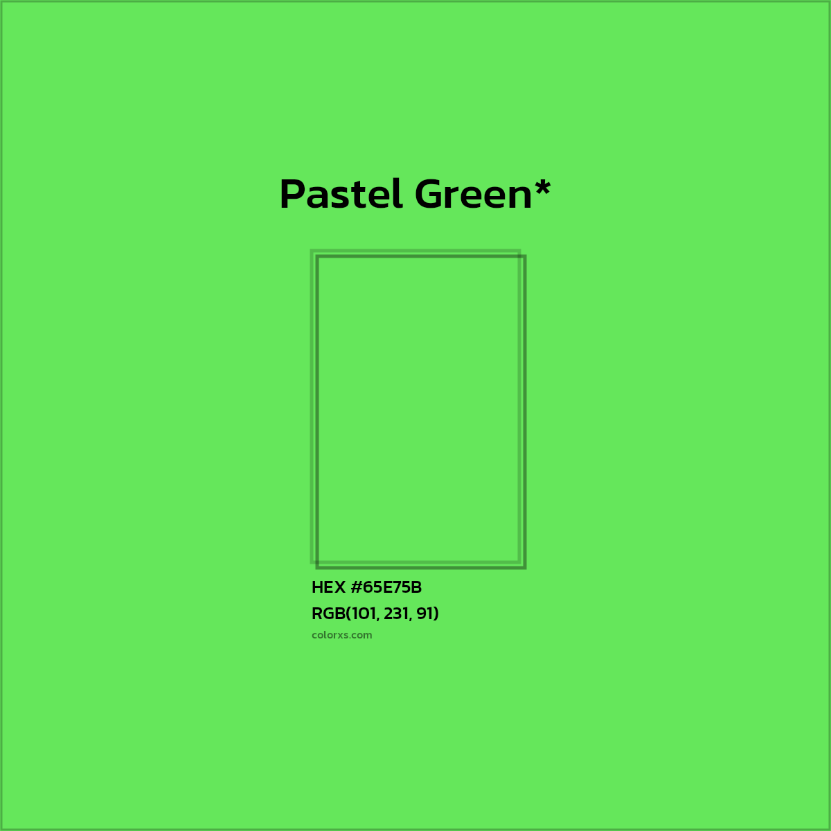 #65E75B hex color. RGB, RYB, CMYK, HSL, HSV codes and color conversions. Matching color names, palettes, paints.